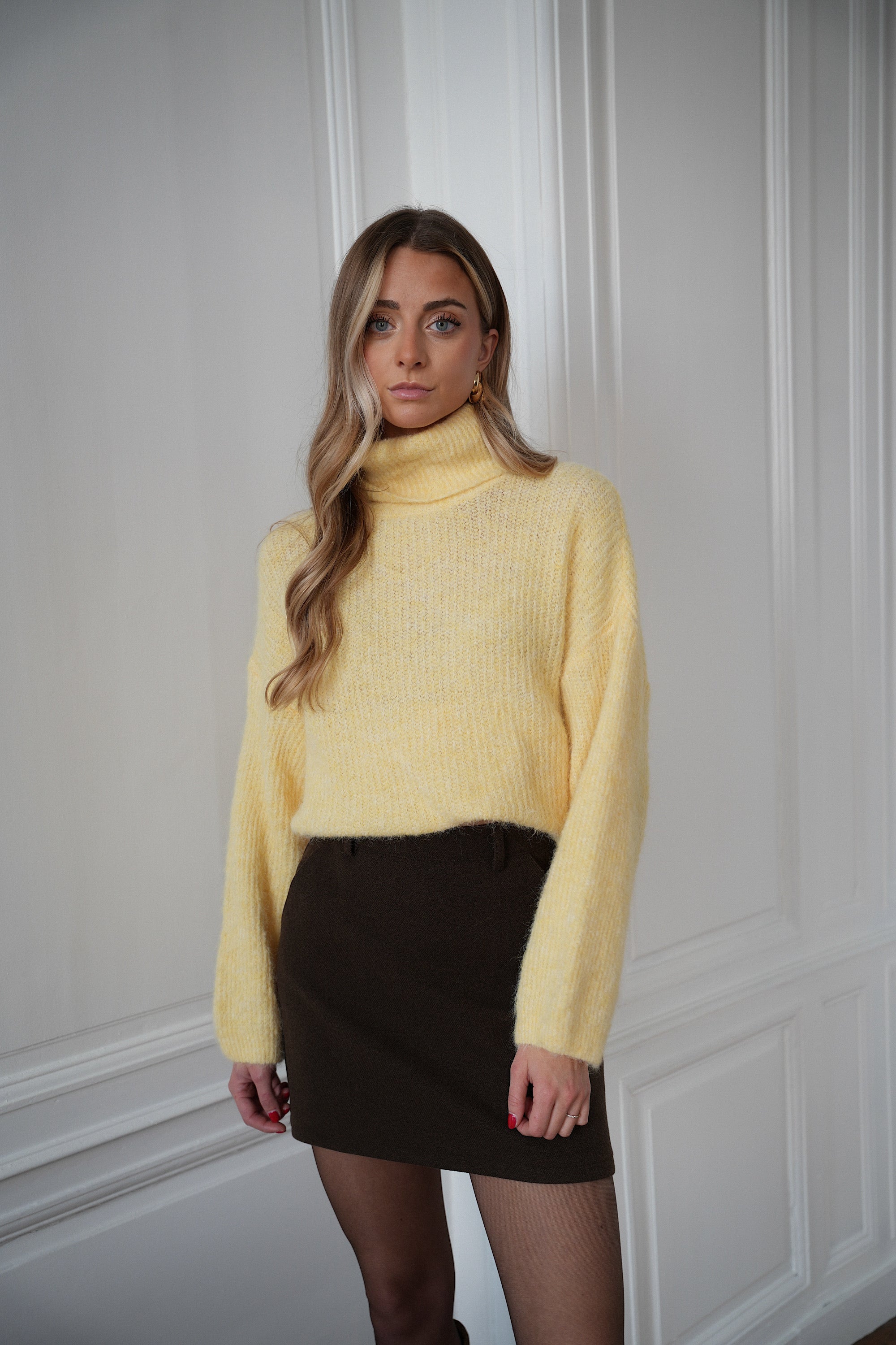 Sora jaune - Pull col roulé