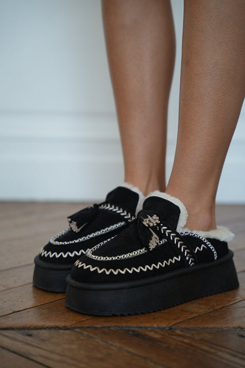 Meissa noires - Mules fourrées