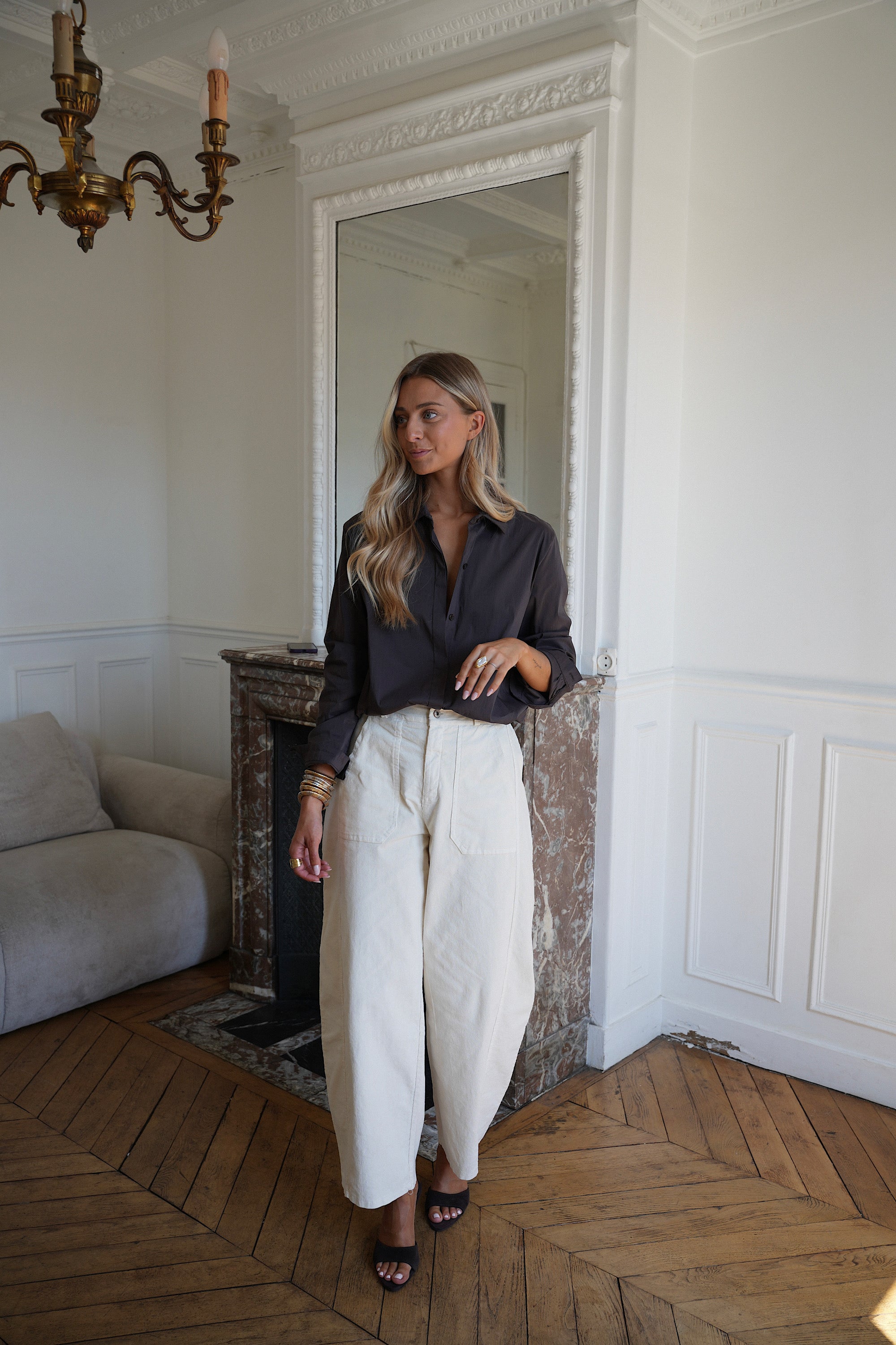 Elly crème - Pantalon velours