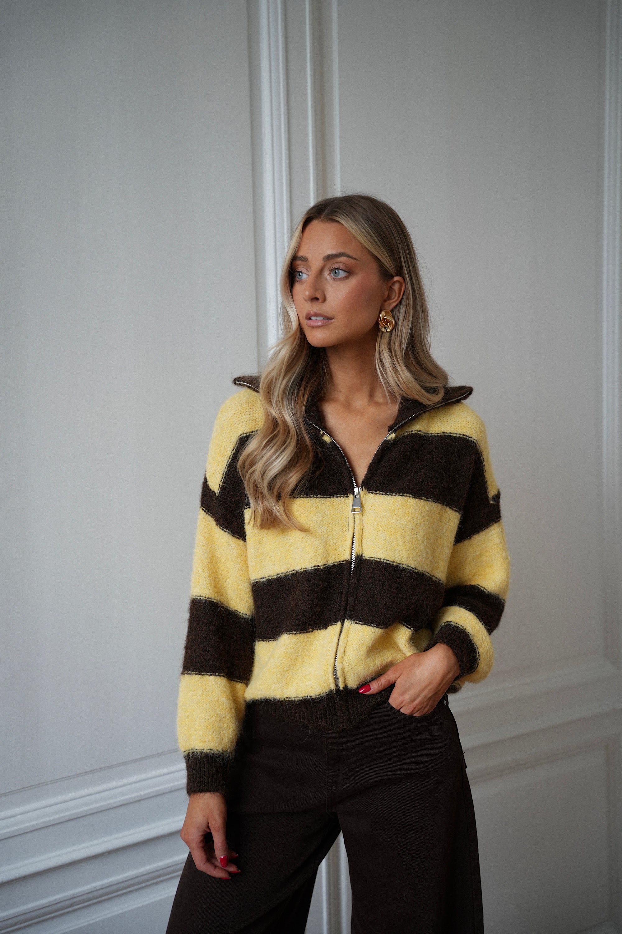 Dory jaune/chocolat - Gilet zippé