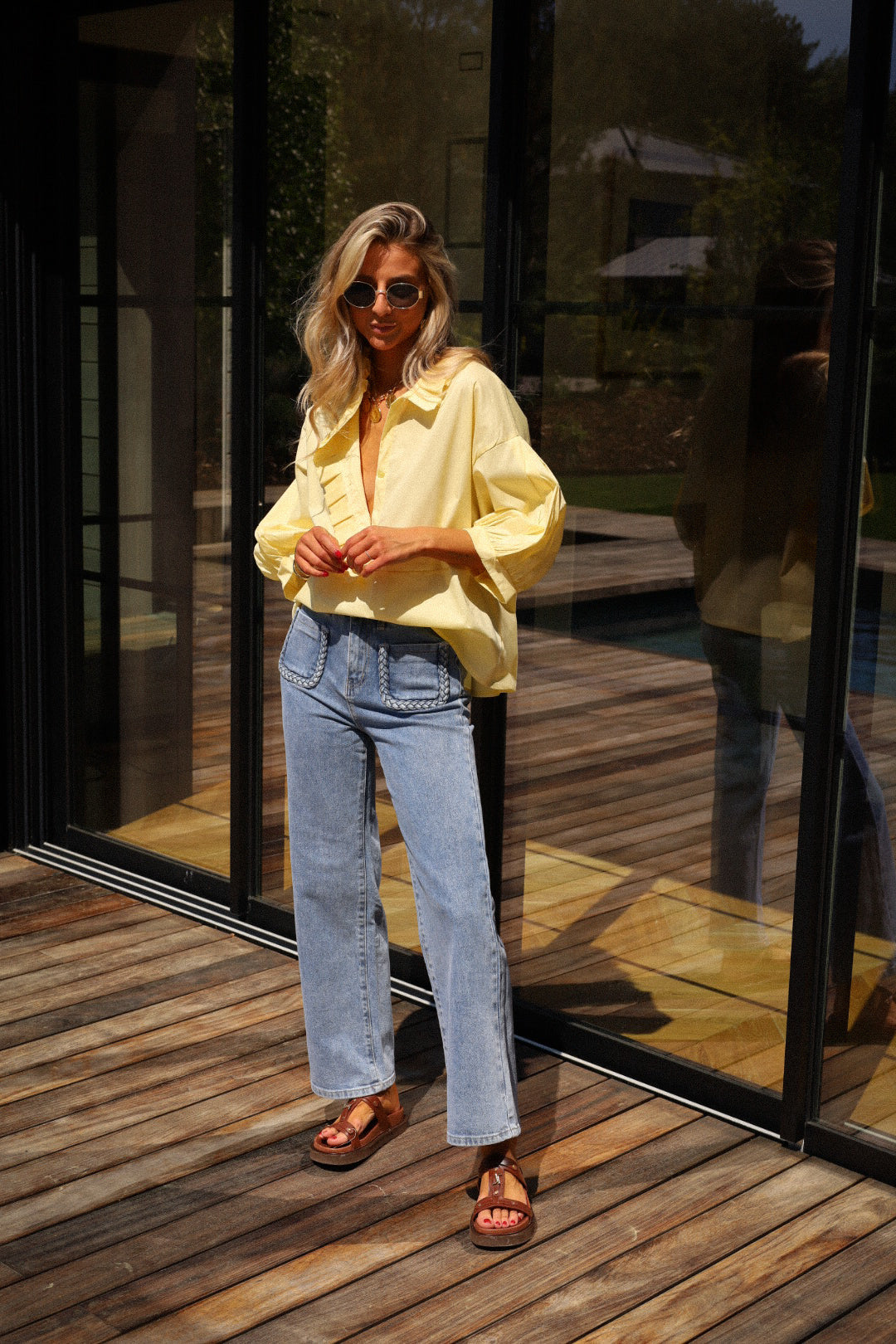 Julieth jaune - Blouse volantée
