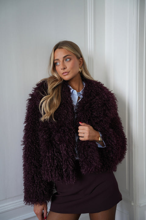 Soanne prune - Manteau fourrure