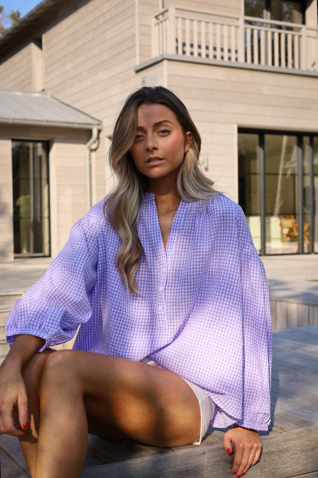 Katie violette - Blouse vichy