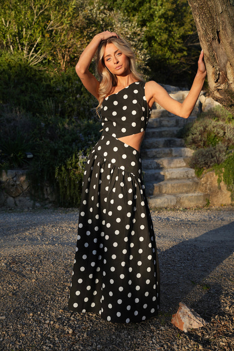 Émeline noir/blanc - Robe à pois