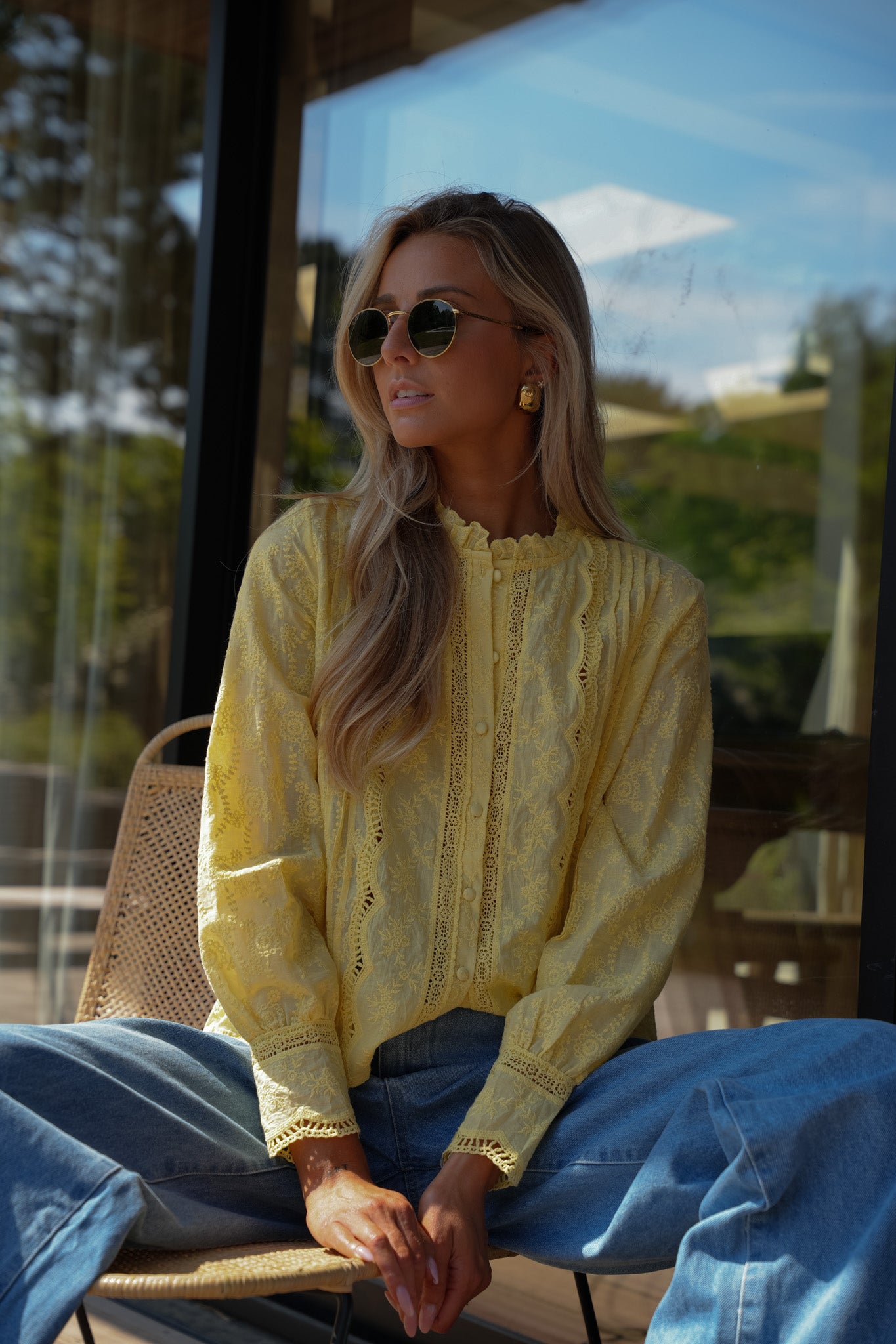 Carolyn jaune - Blouse brodée