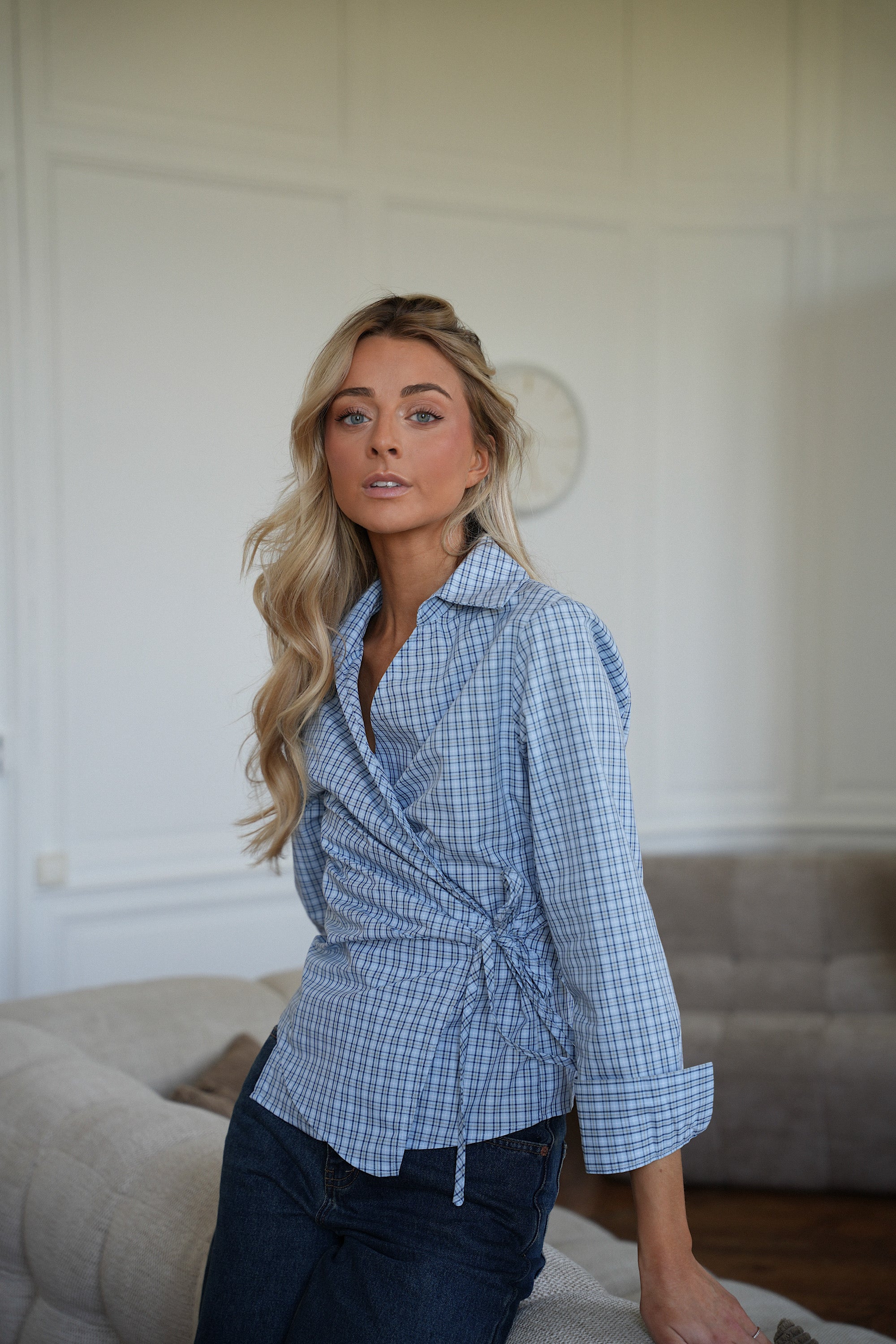 Samanta bleue - Blouse croisée