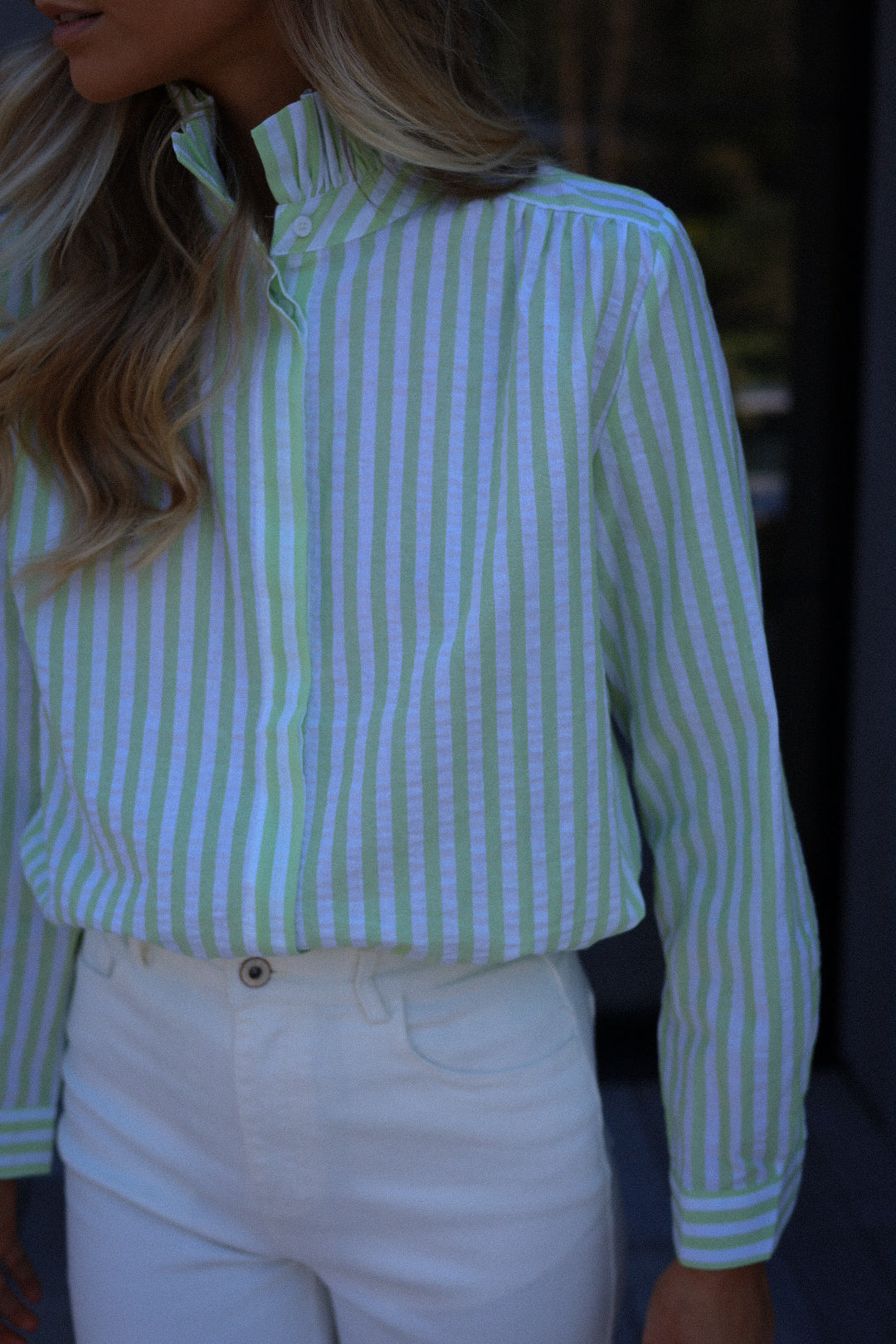 Priscilla verte - Blouse rayée