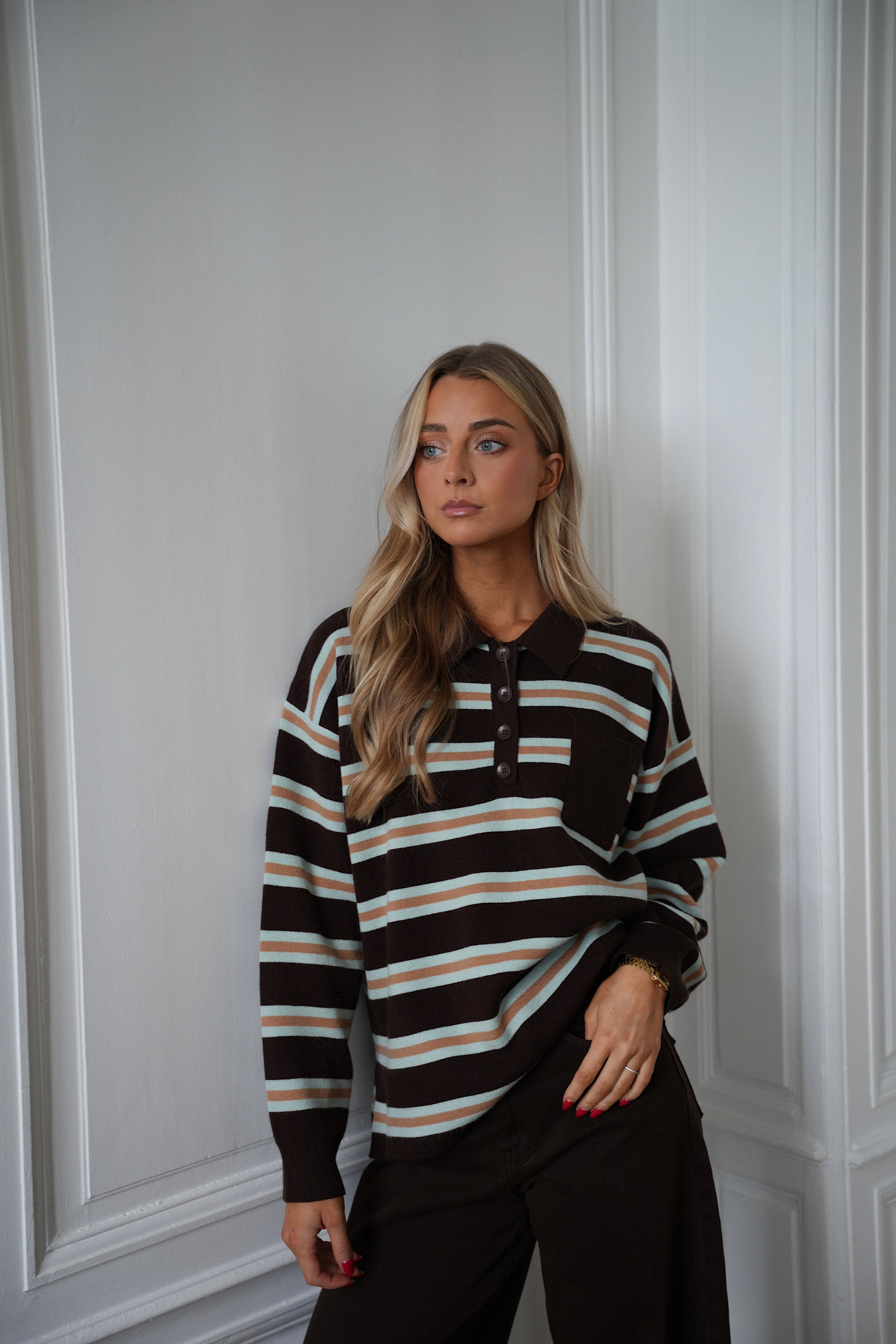 Candice chocolat - Pull rayé