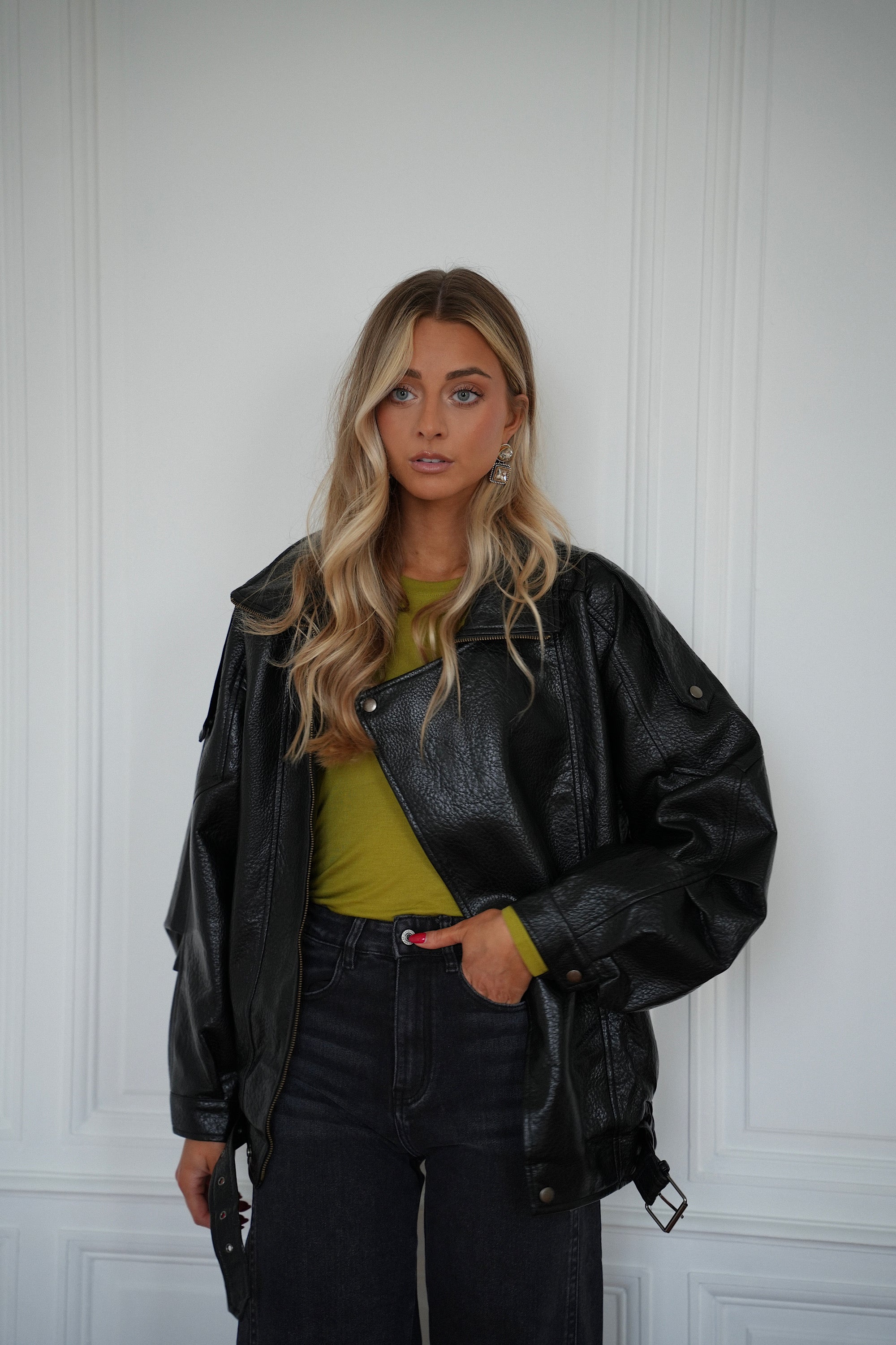 Ivy noire - Veste en similicuir