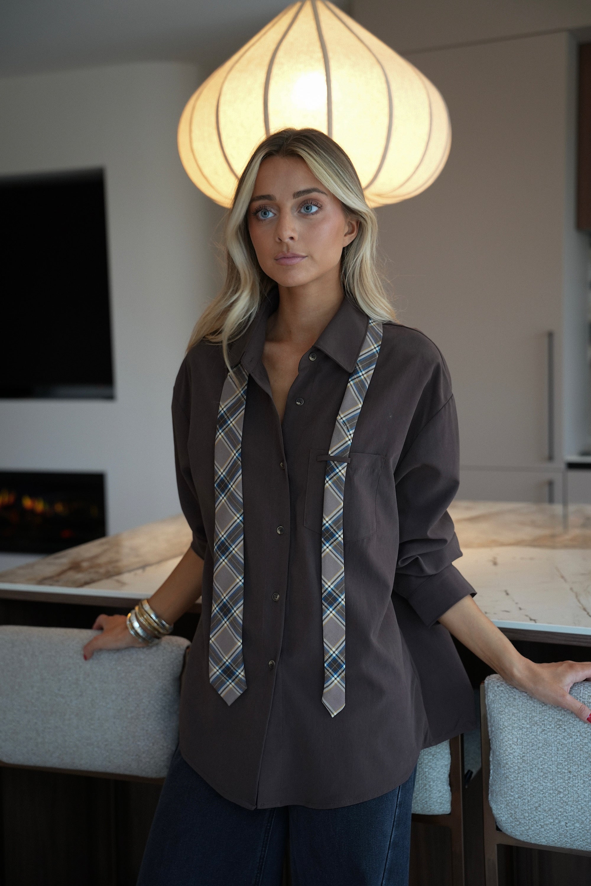 Valentina chocolat - Chemise cravate