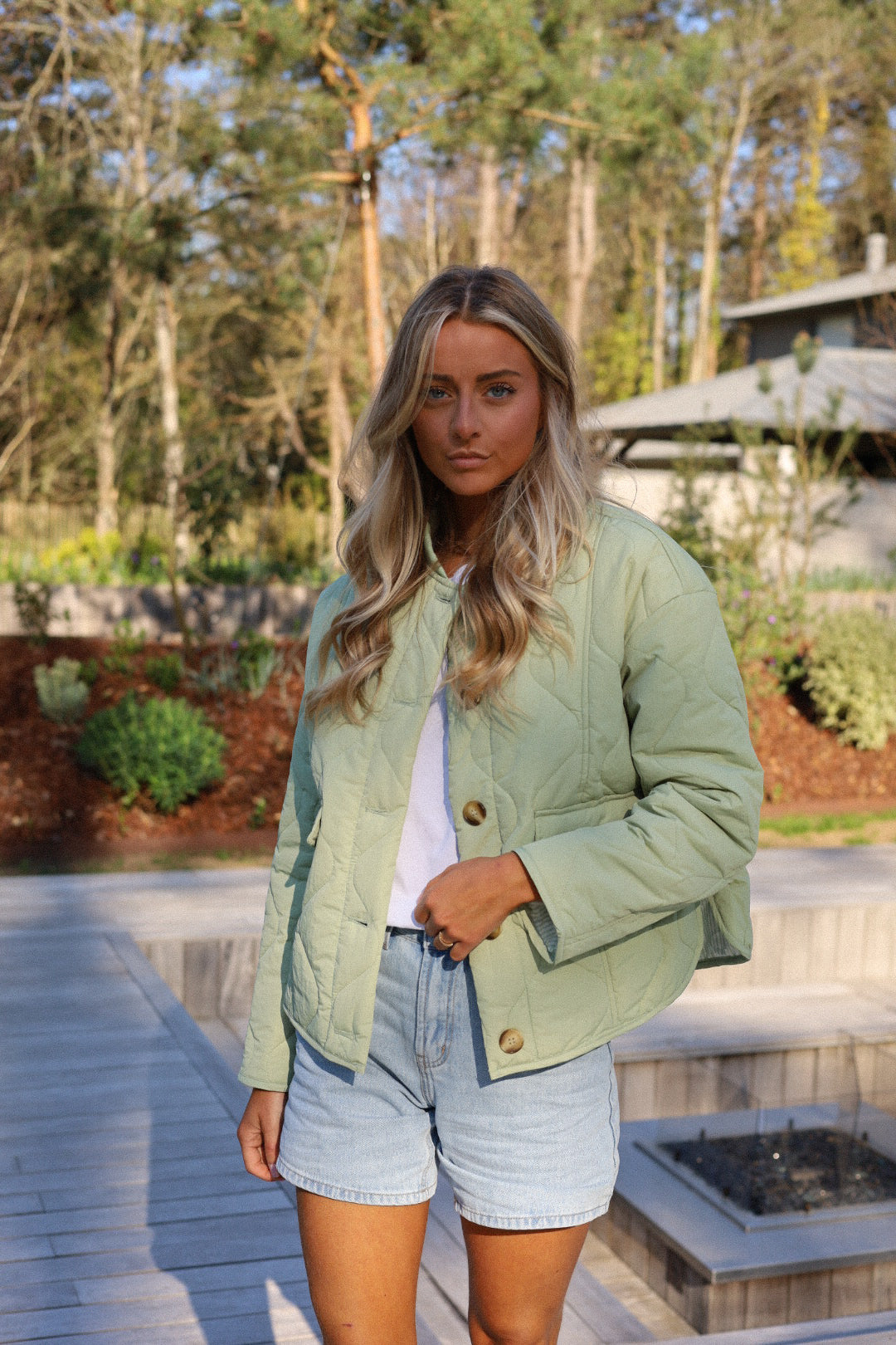 Charline vert d’eau - Veste matelassée