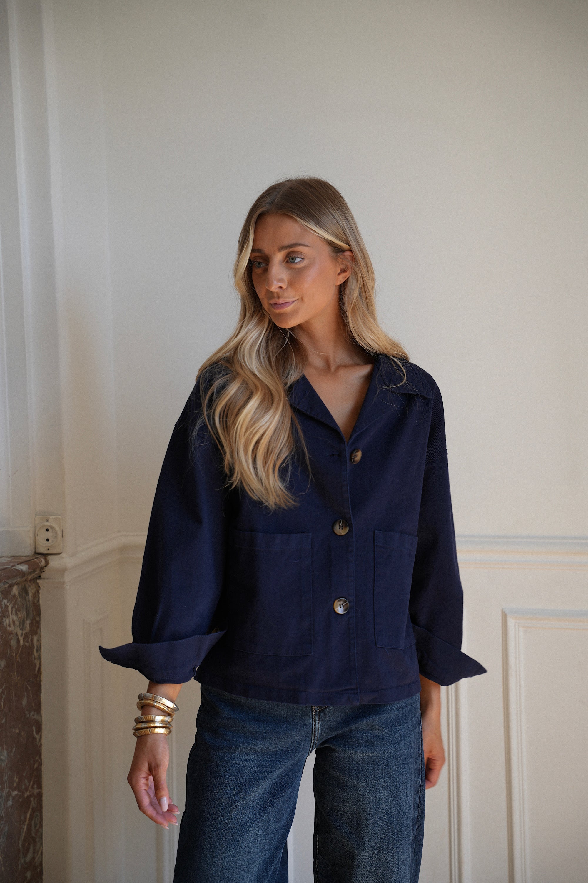 Doria bleue - Veste boutonnée