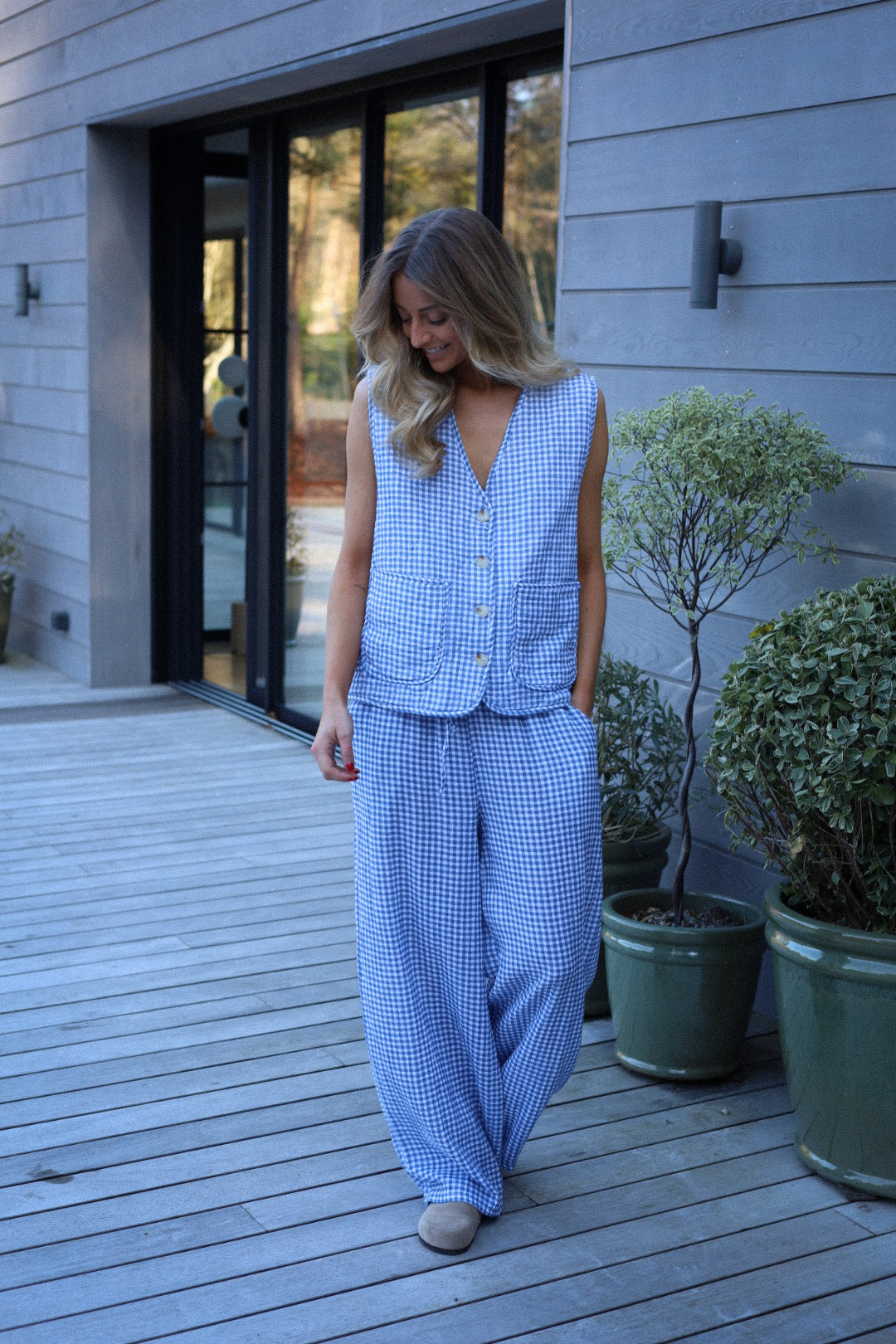 Maud bleue - Veste vichy