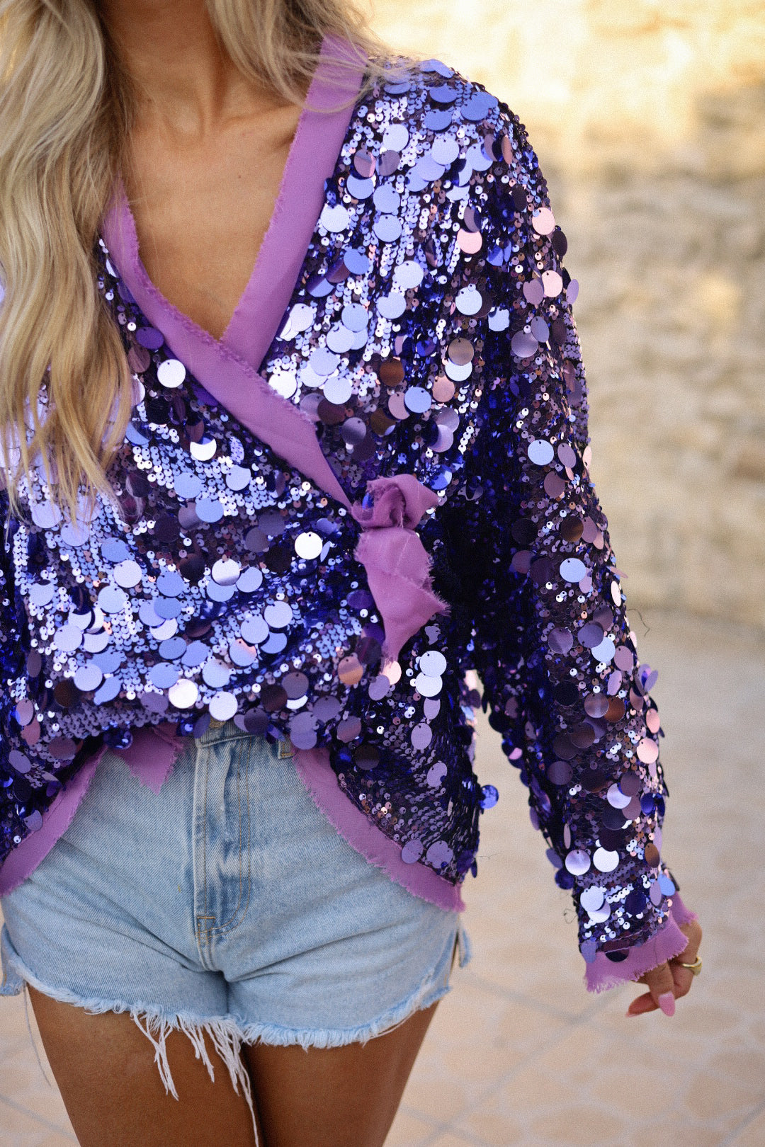 Lalie violet - Gilet sequins