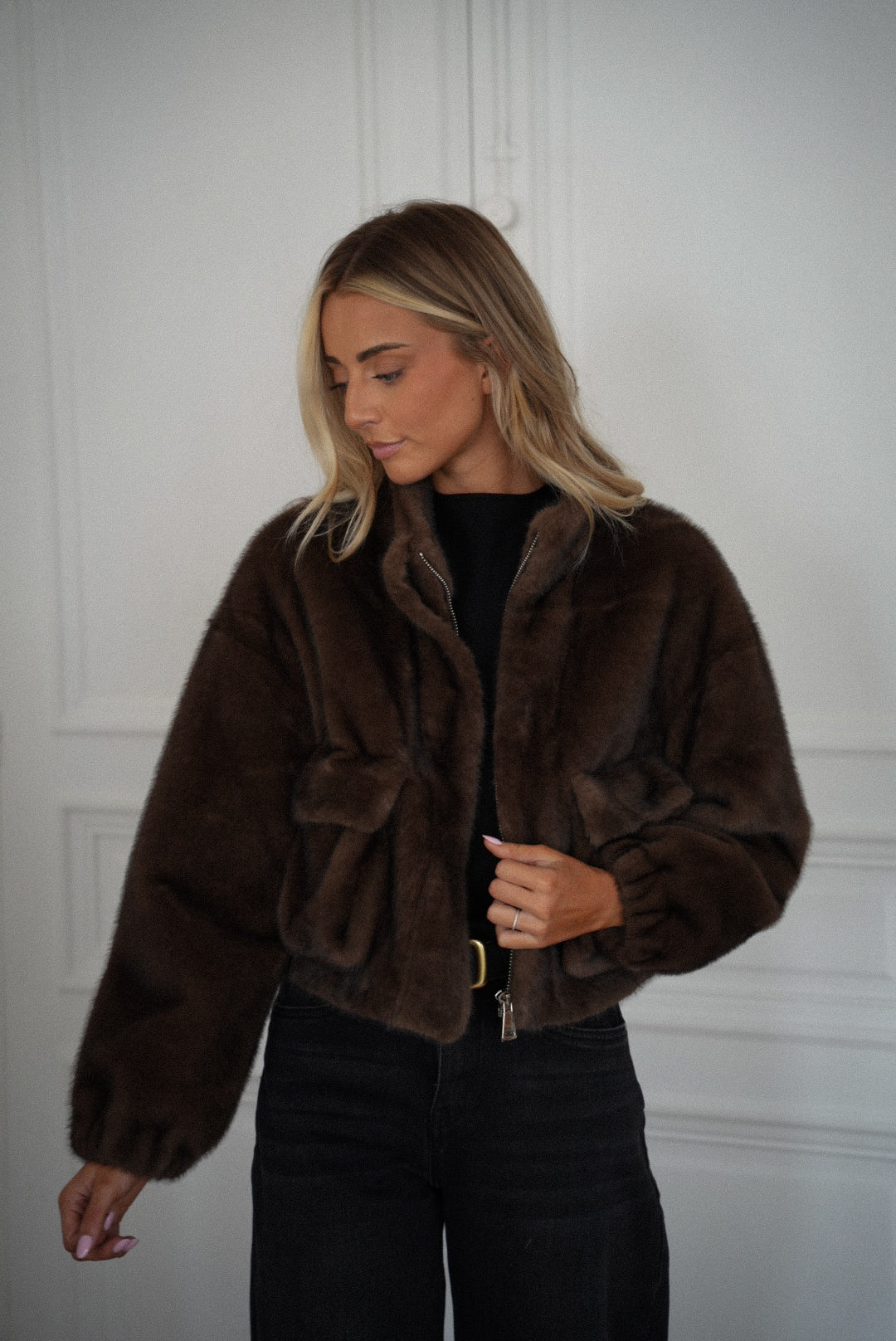 Maelle chocolat - Manteau fourrure