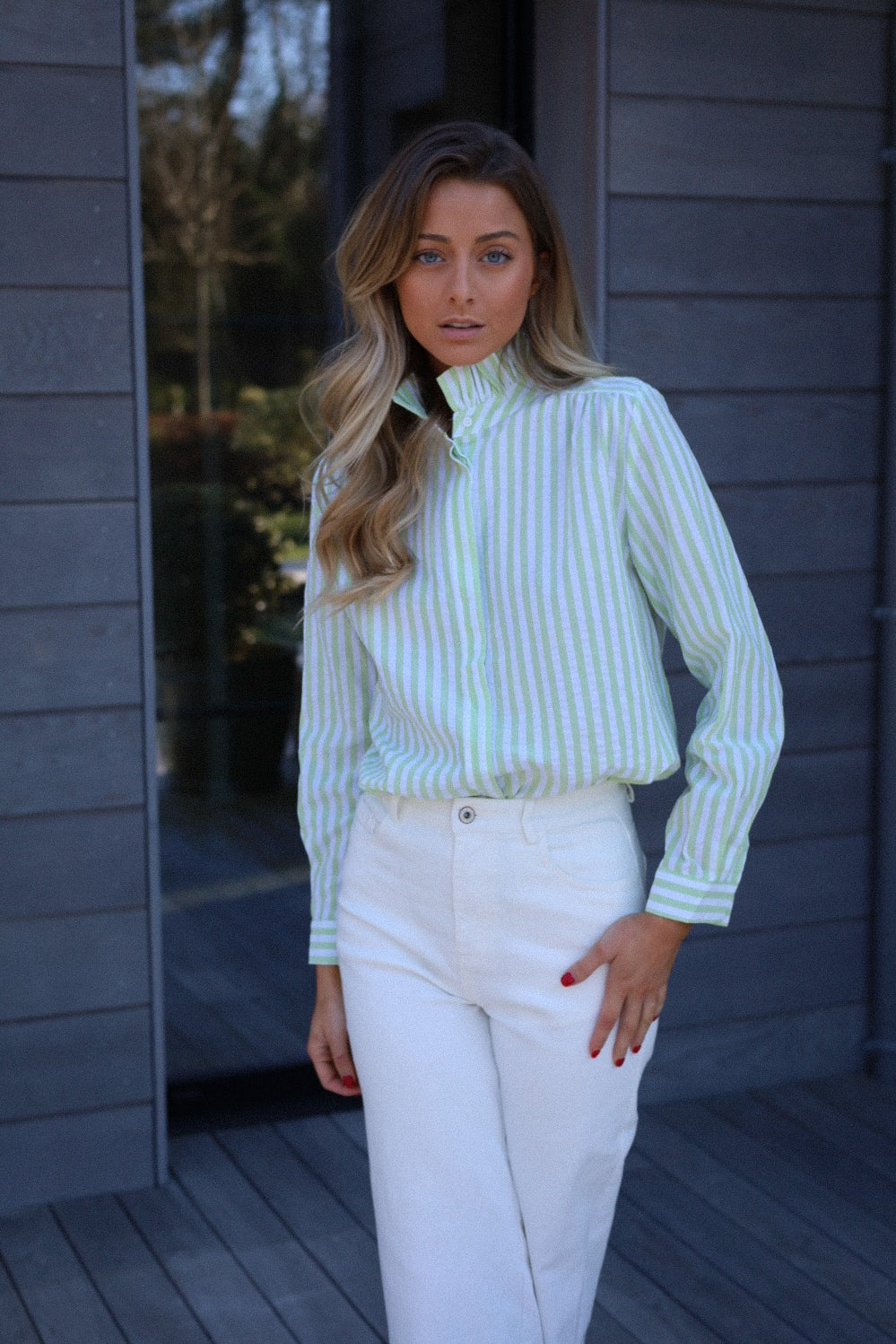 Priscilla verte - Blouse rayée