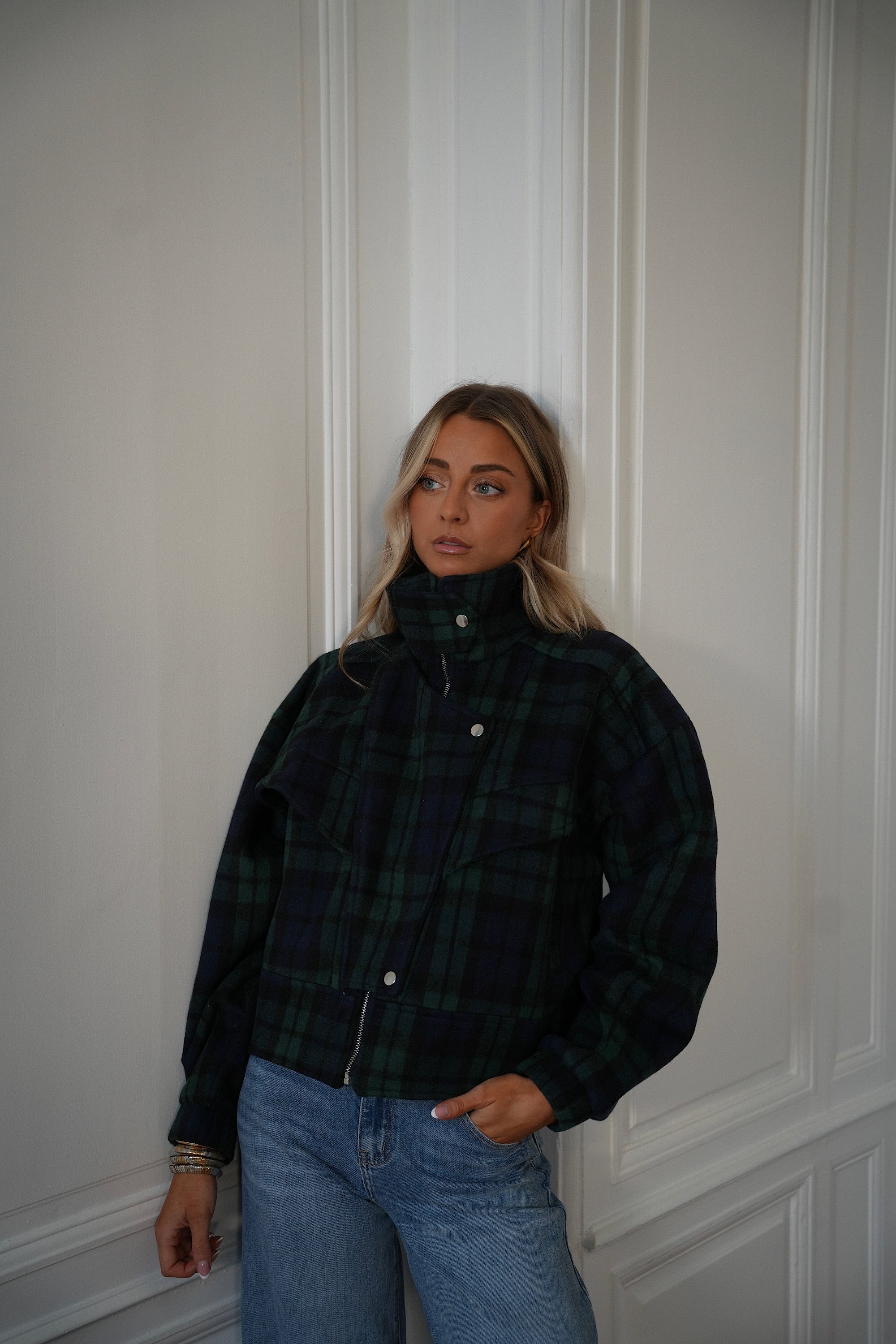 Riana bleue - Veste à carreaux