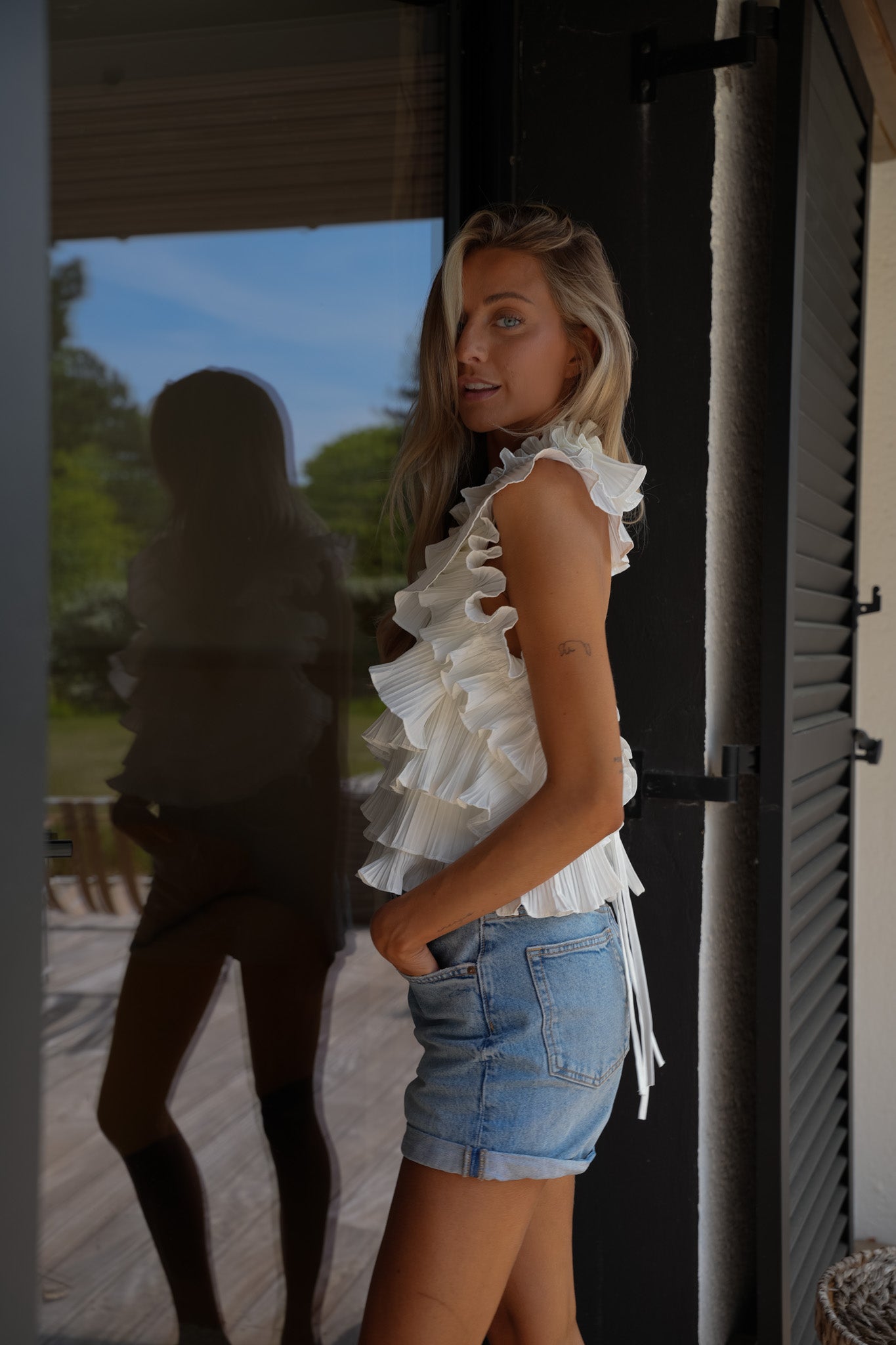 Elian blanche - Blouse volantée