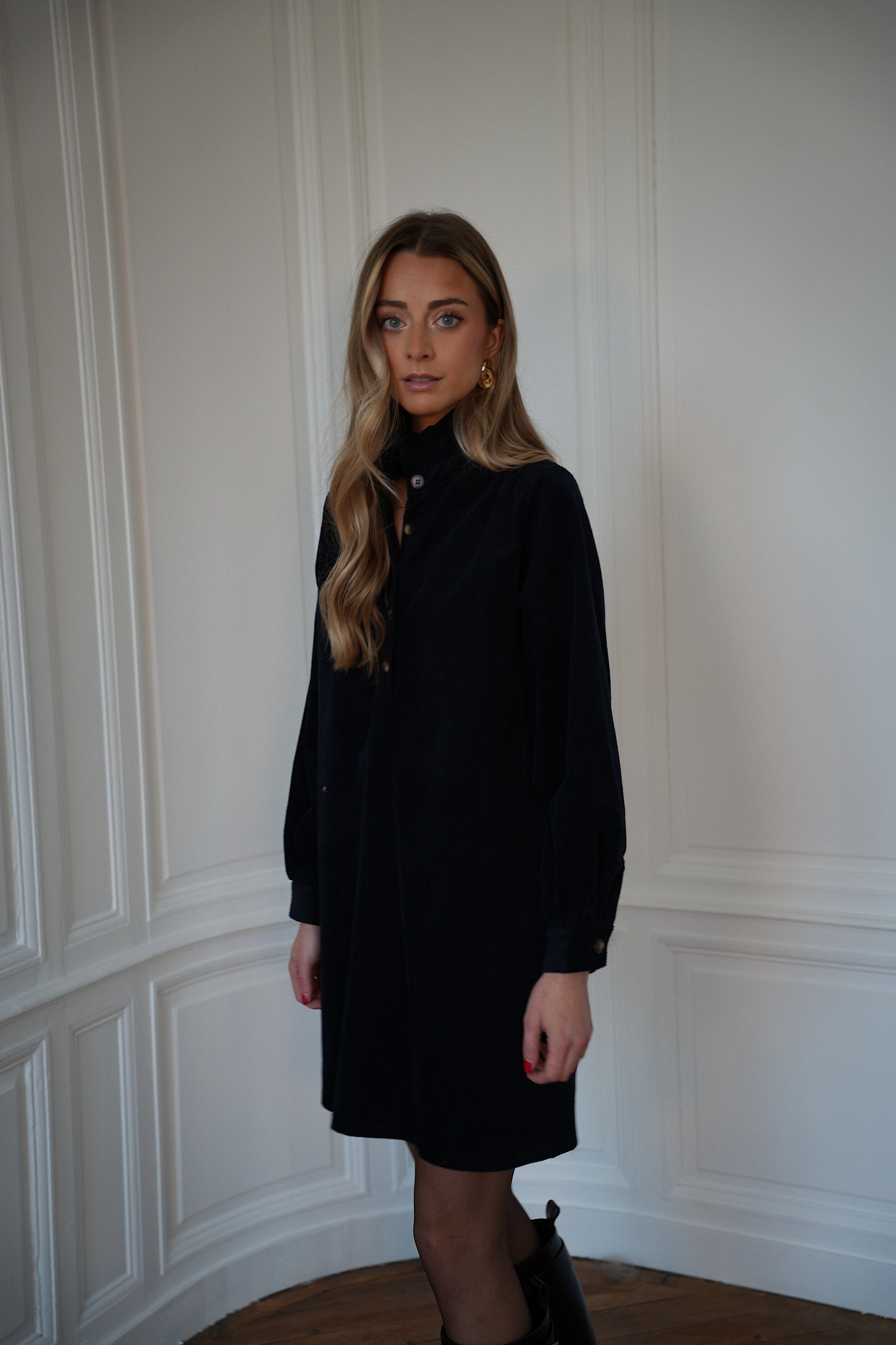 Cristelle marine - Robe en velours