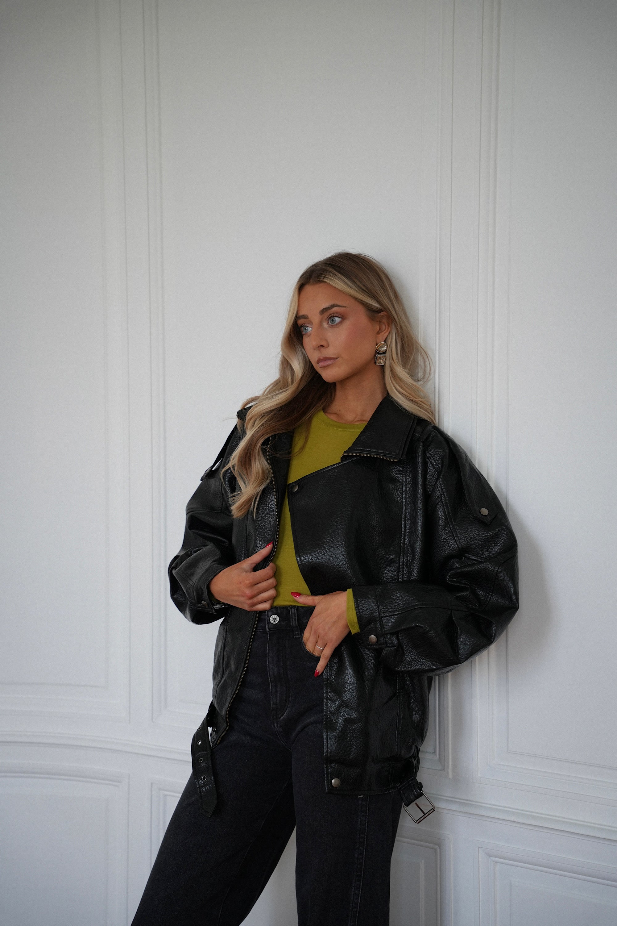 Ivy noire - Veste en similicuir