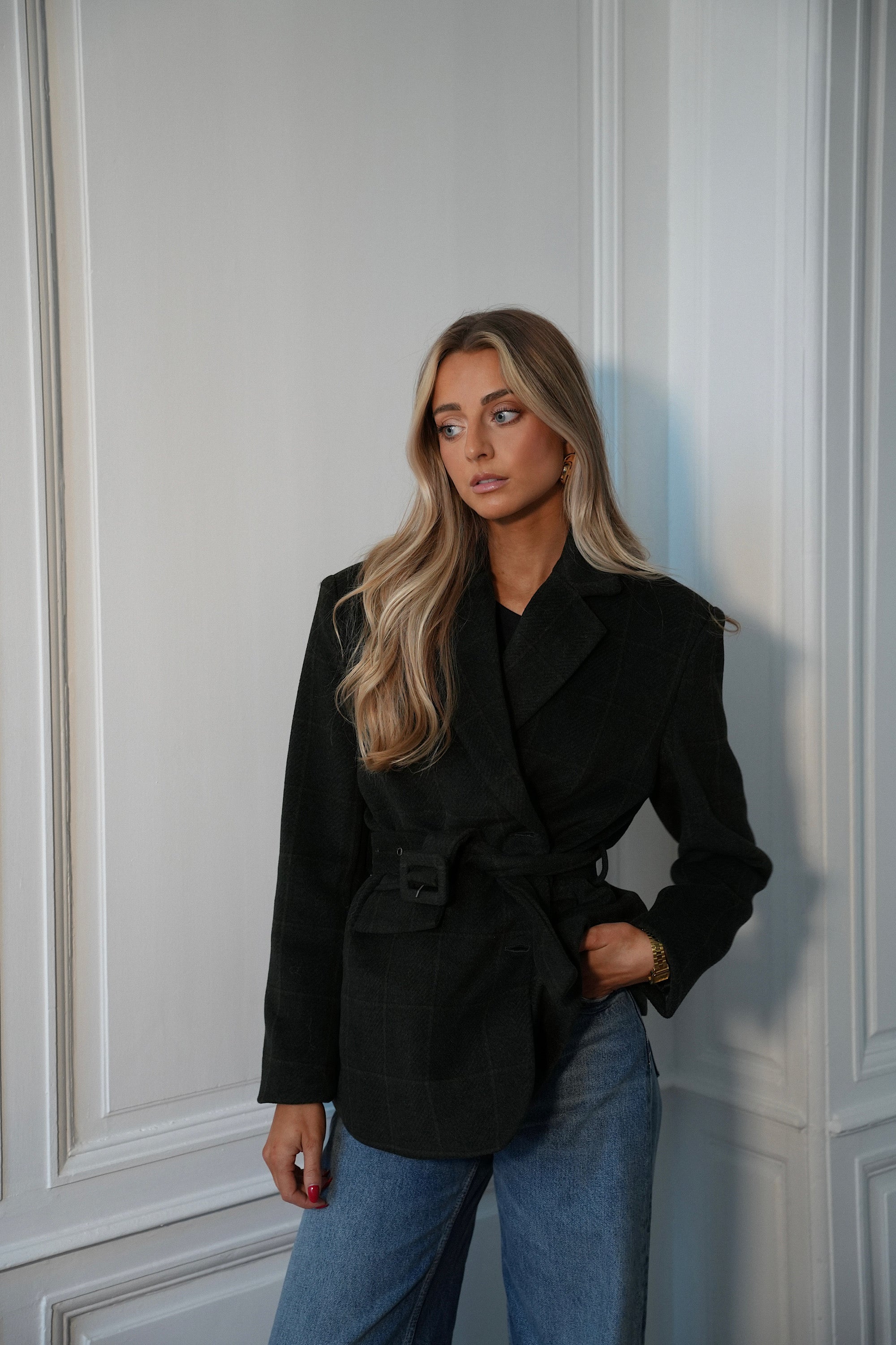 Olivia vert sapin - Veste blazer en laine