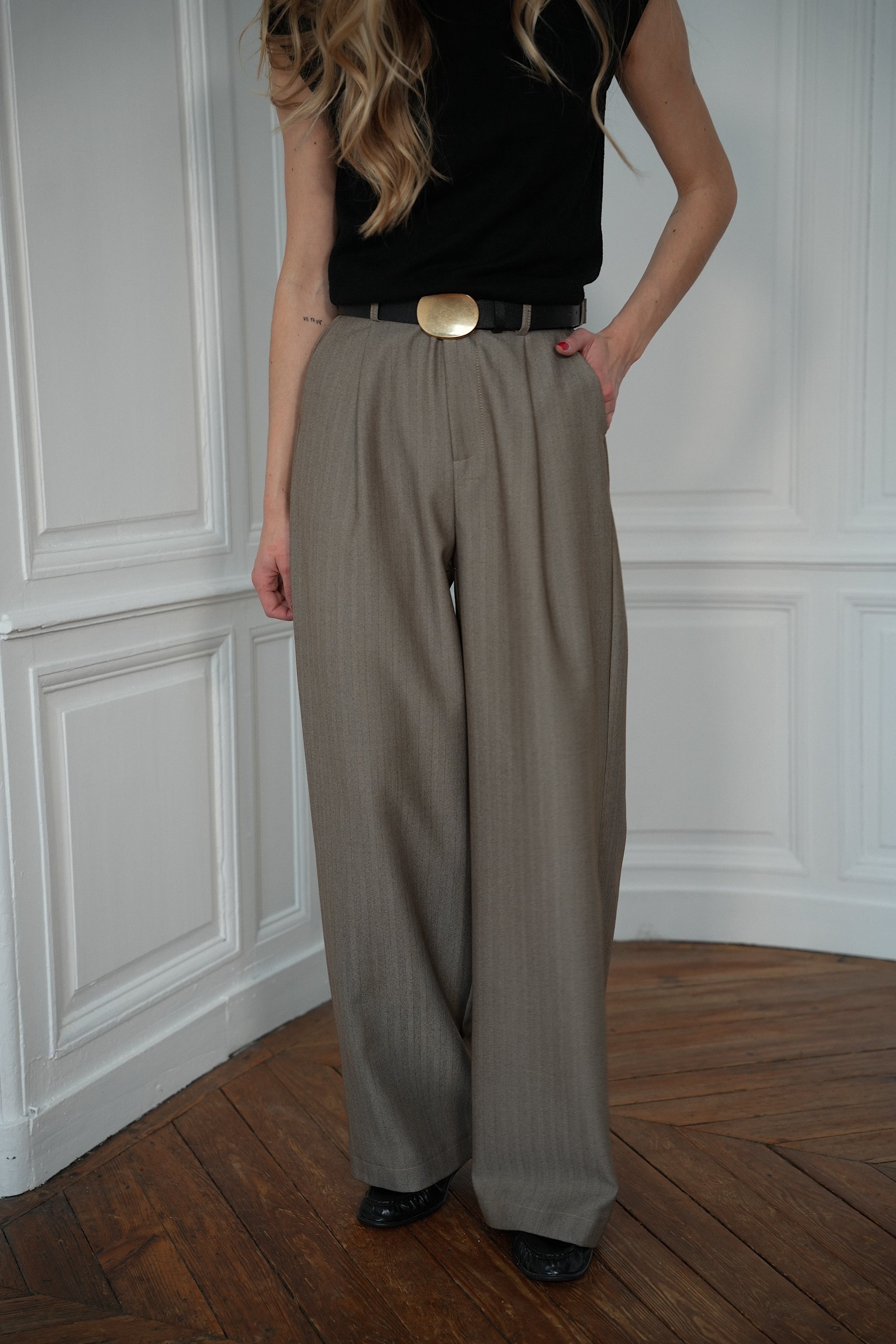 Léonard taupe - Pantalon droit