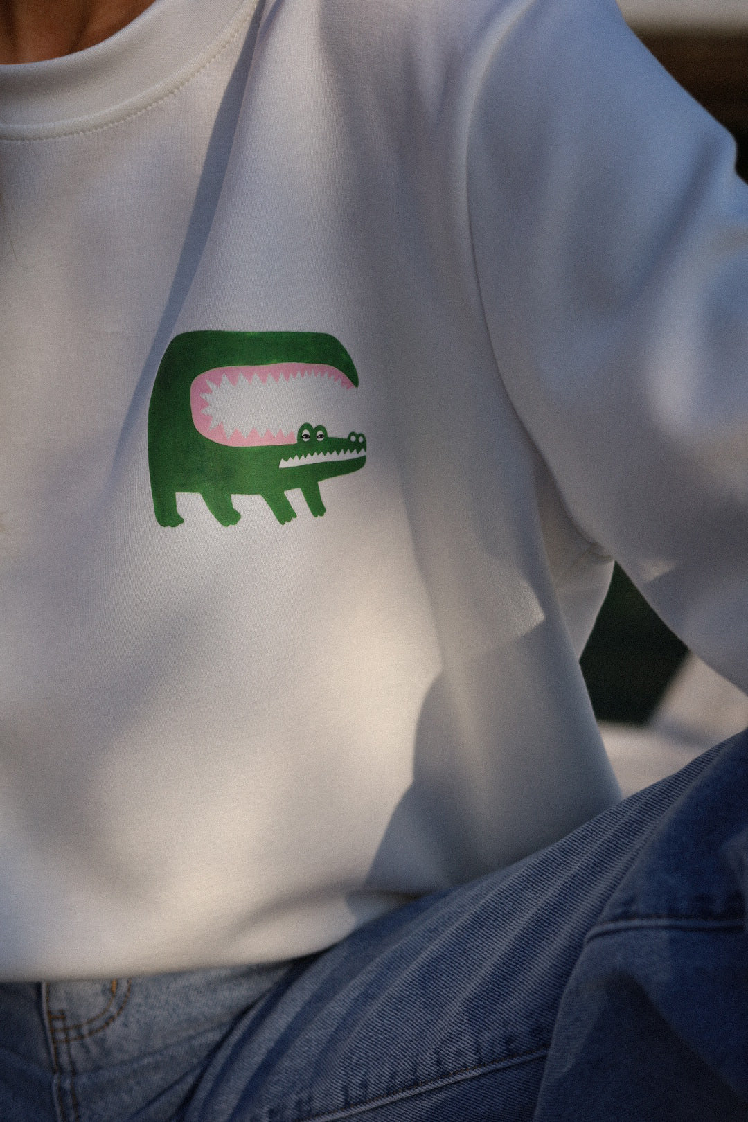 Lacy blanc - Sweat-shirt crocodile