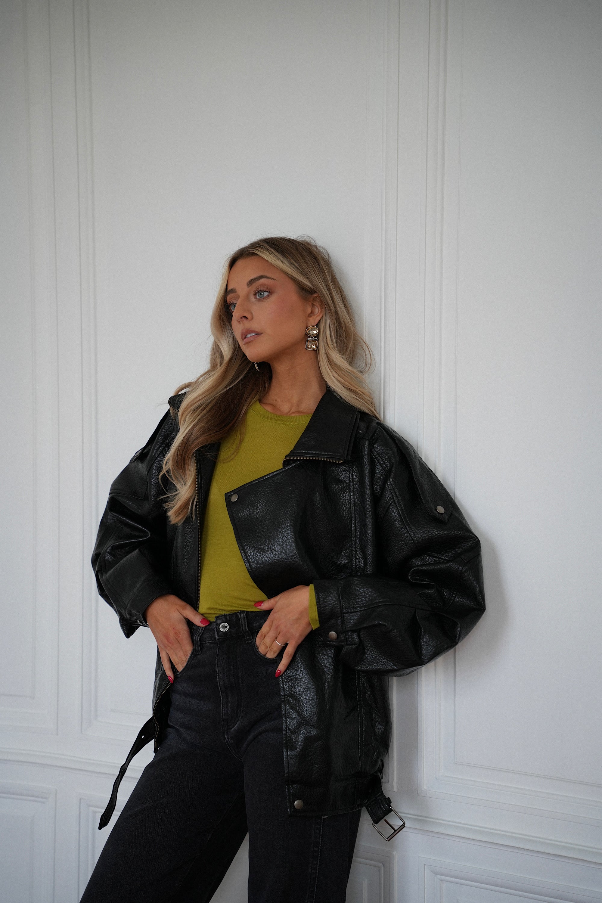 Ivy noire - Veste en similicuir