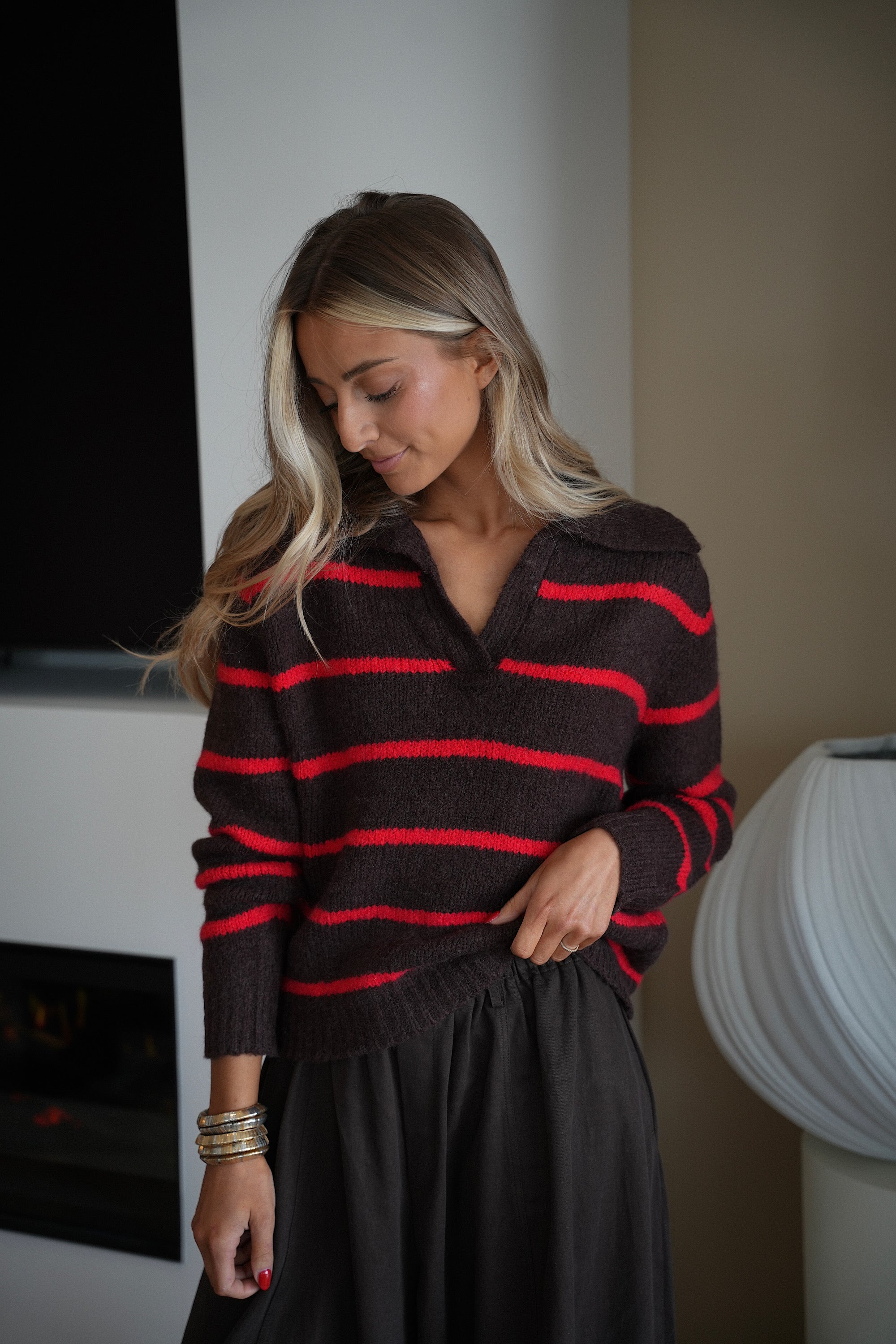 Ethan chocolat - Pull rayé