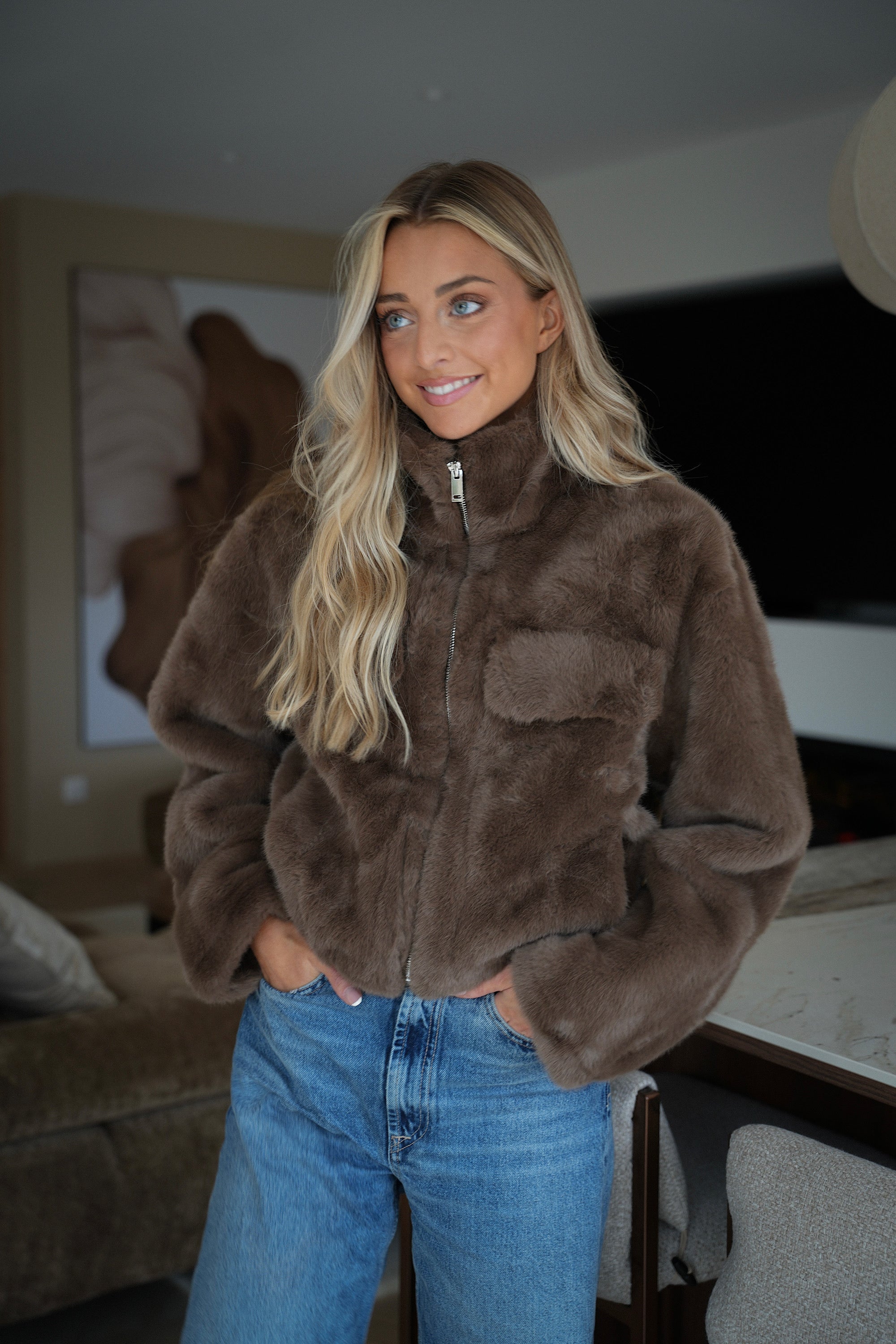 Jack chocolat - Veste fausse fourrure