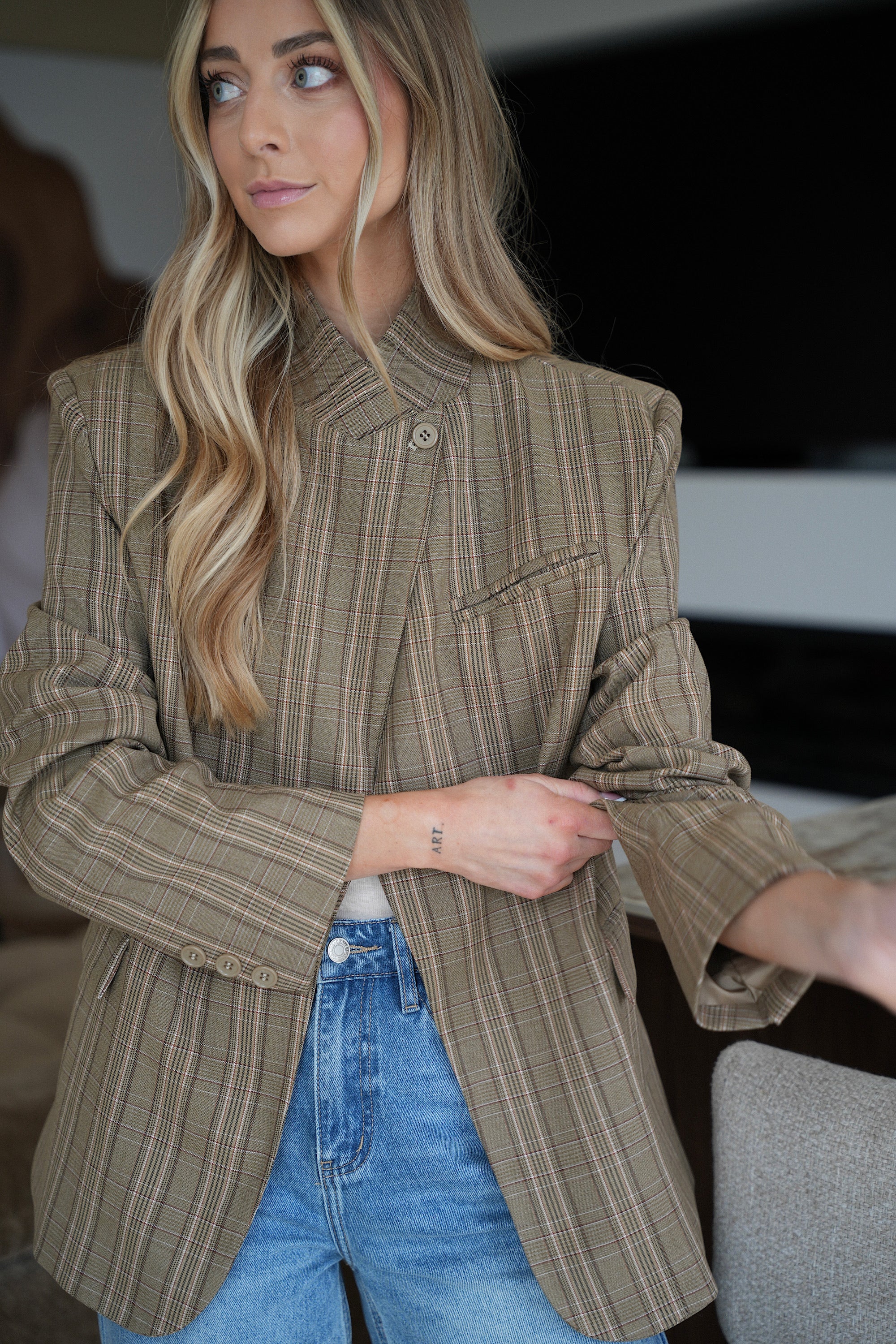 Loane taupe - Blazer asymétrique