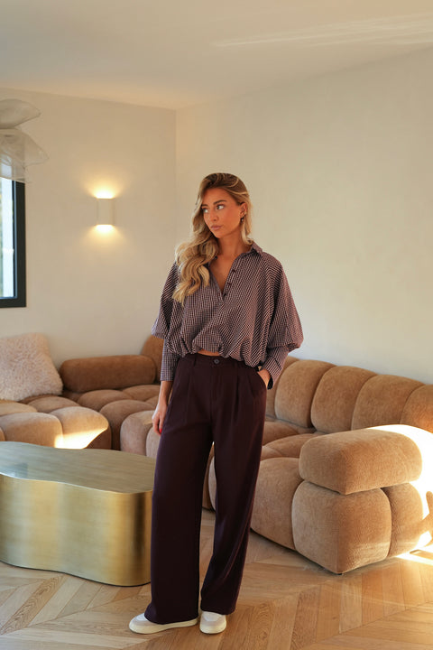 Alfa prune - Pantalon droit