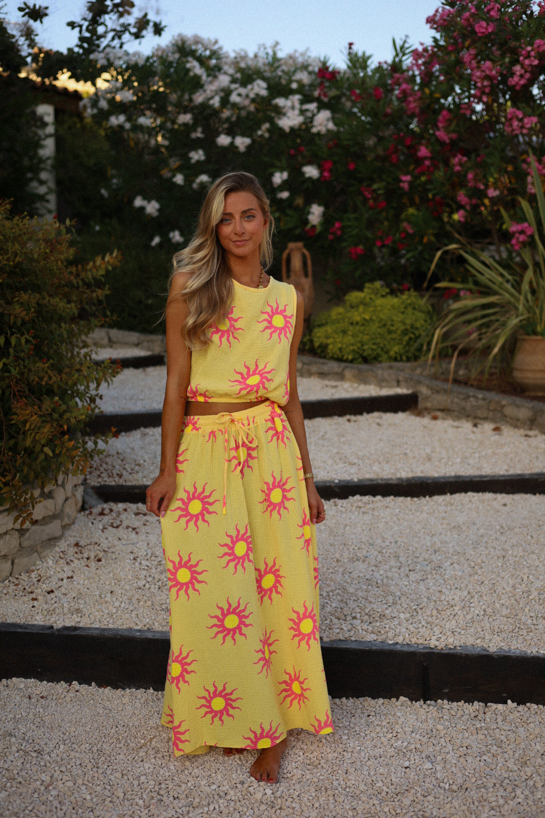 Solena jaune - Ensemble gaze de coton