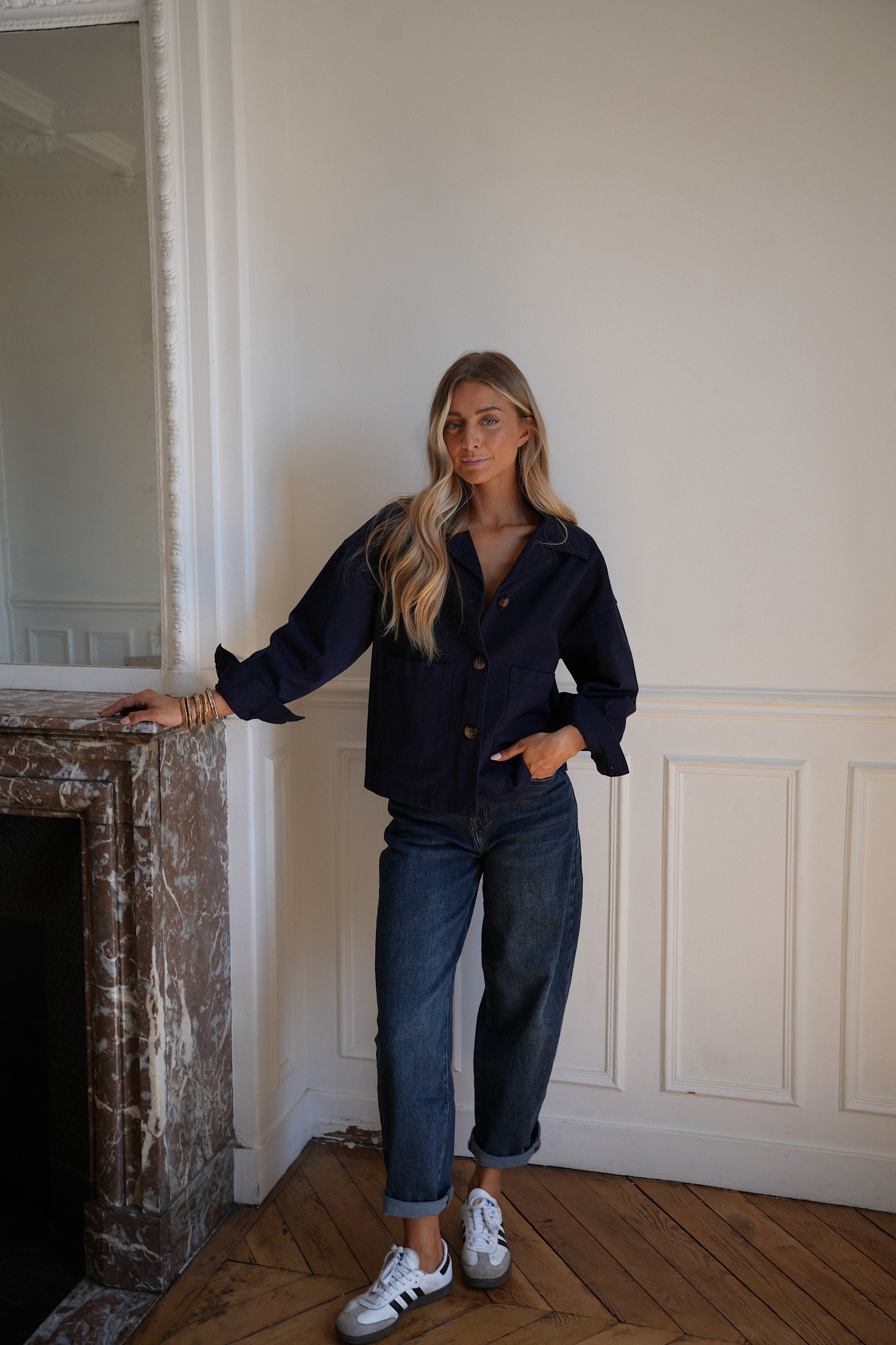 Doria bleue - Veste boutonnée