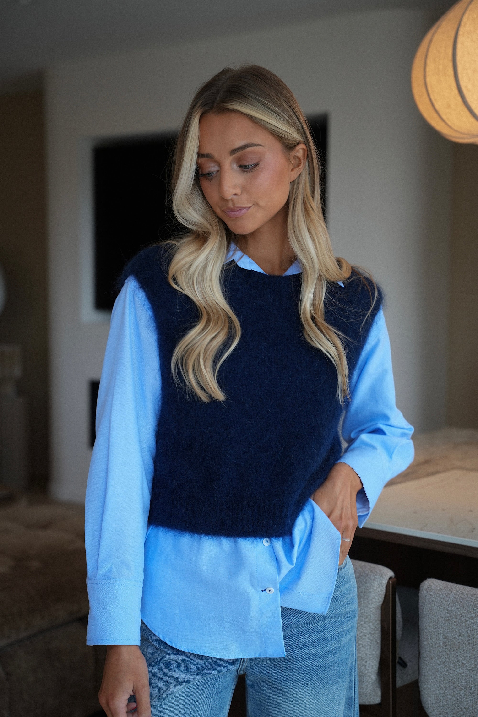 Polino marine - Pull sans manches