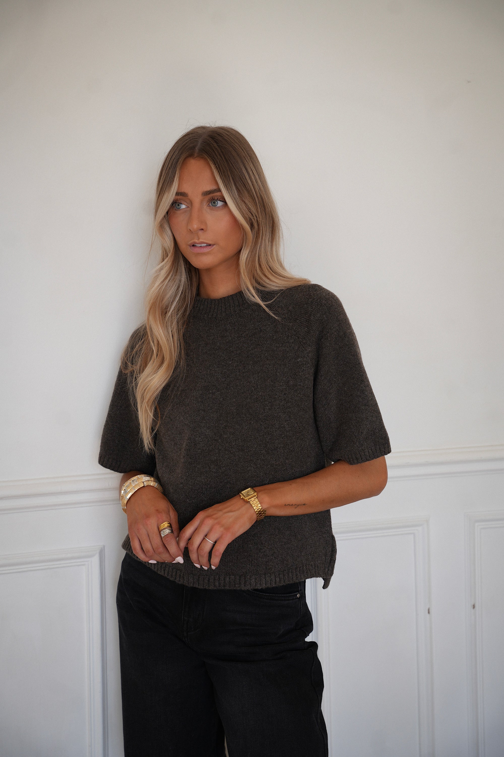 Raven taupe - Pull manches courtes