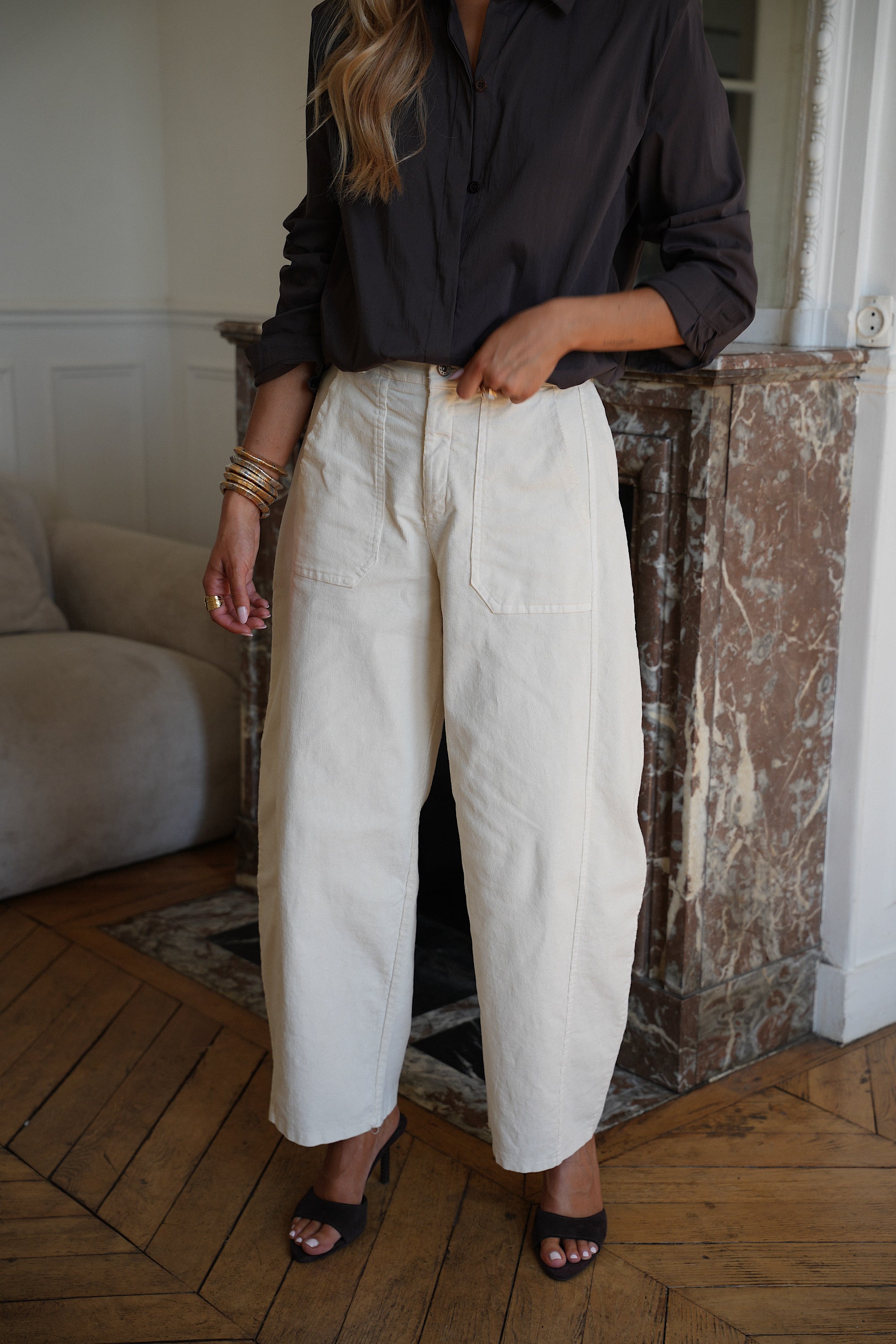 Elly crème - Pantalon velours