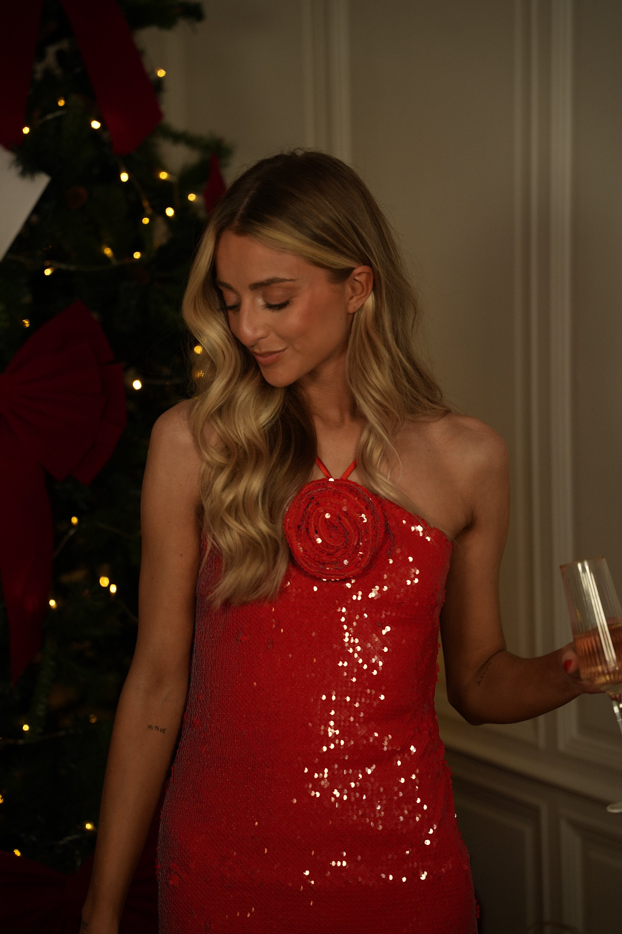 Dora rouge - Robe à sequins