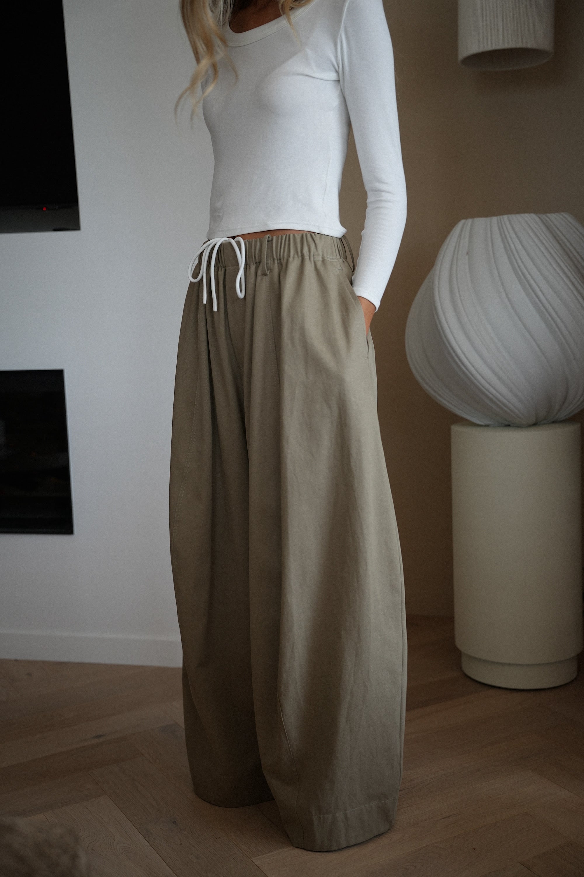 Lorya beige - Pantalon ample