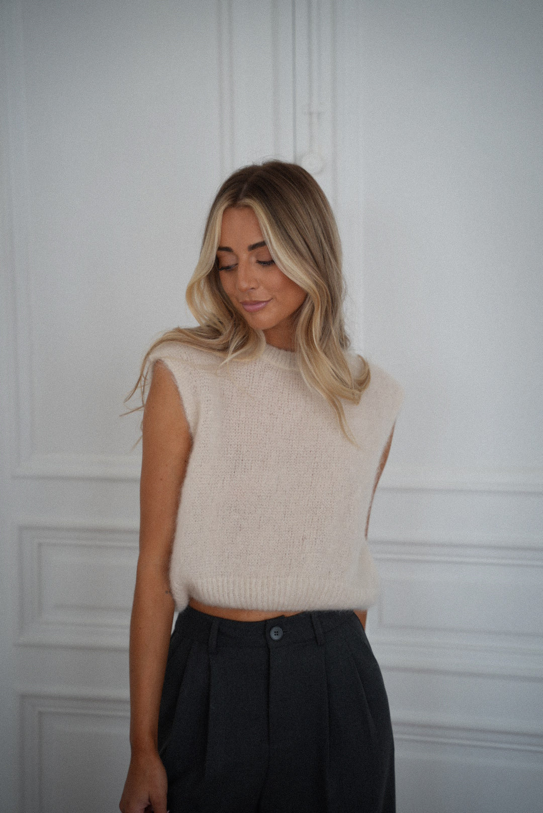 Polino beige - Pull sans manches