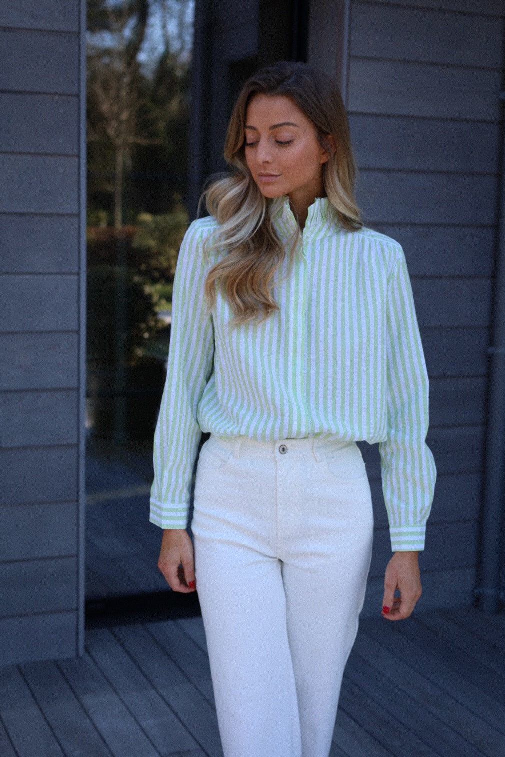 Priscilla verte - Blouse rayée
