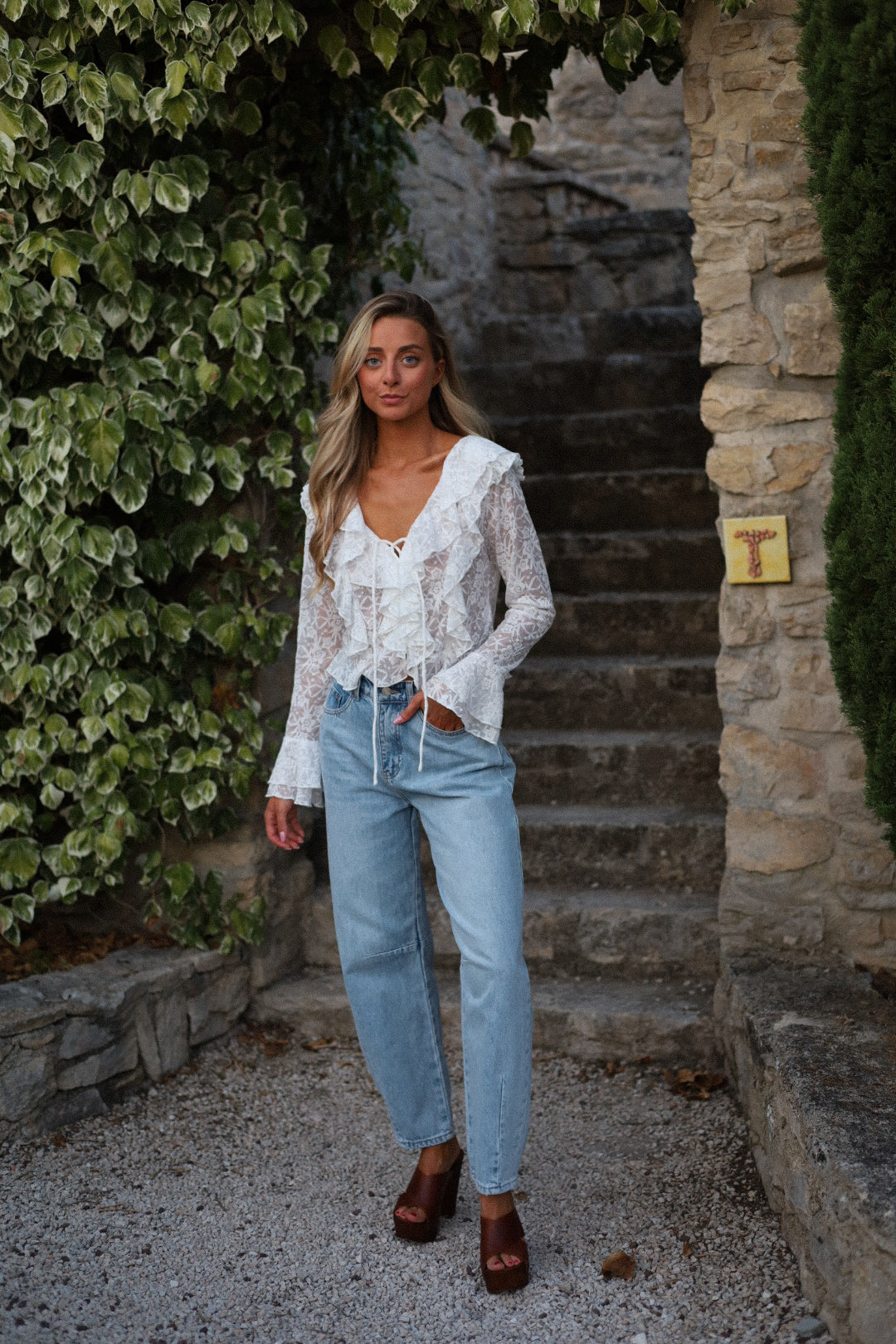 Giada blanche - Blouse dentelle