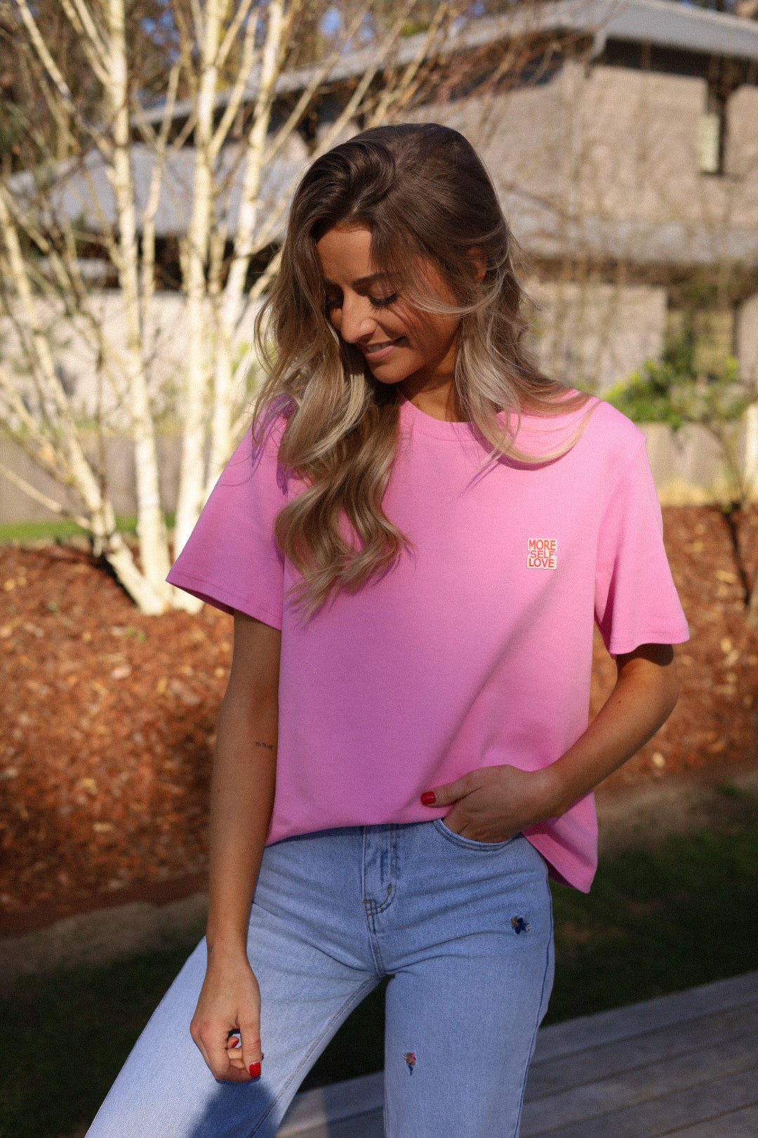Yasmina rose - T-shirt brodé