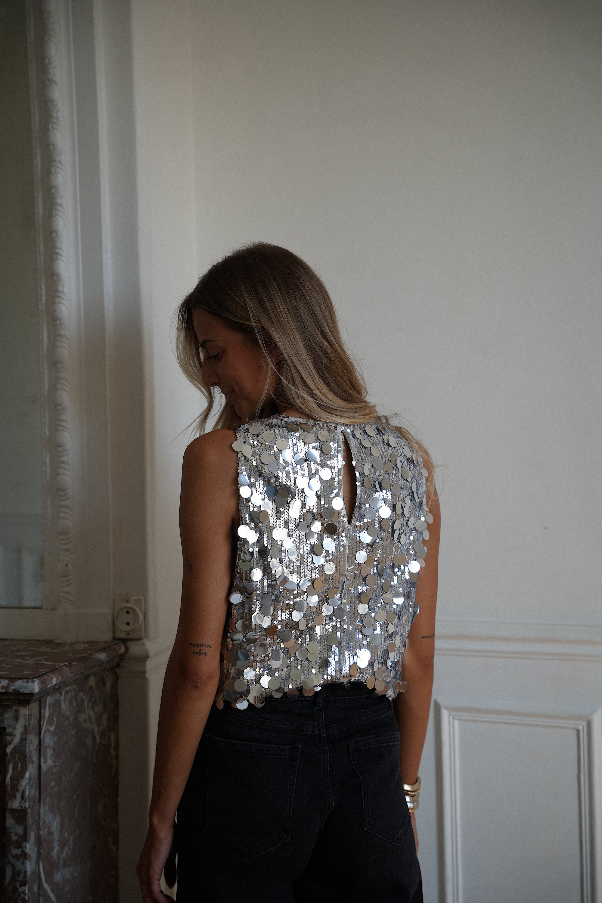 Marc argenté - Top à sequins