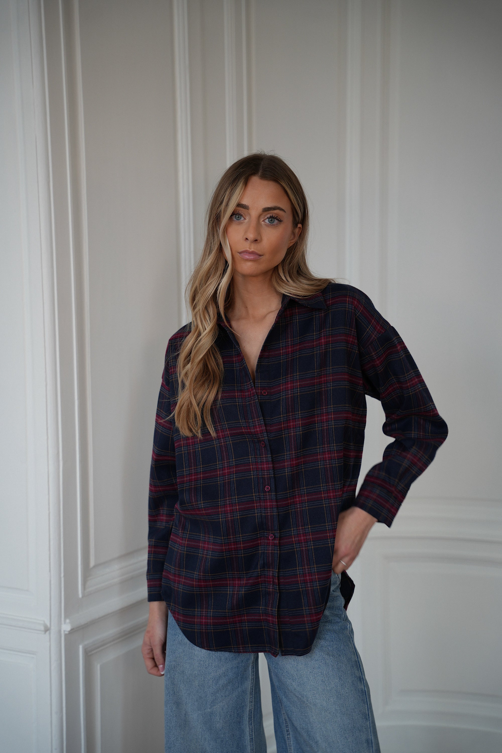 Amanda bordeaux - Chemise à carreaux