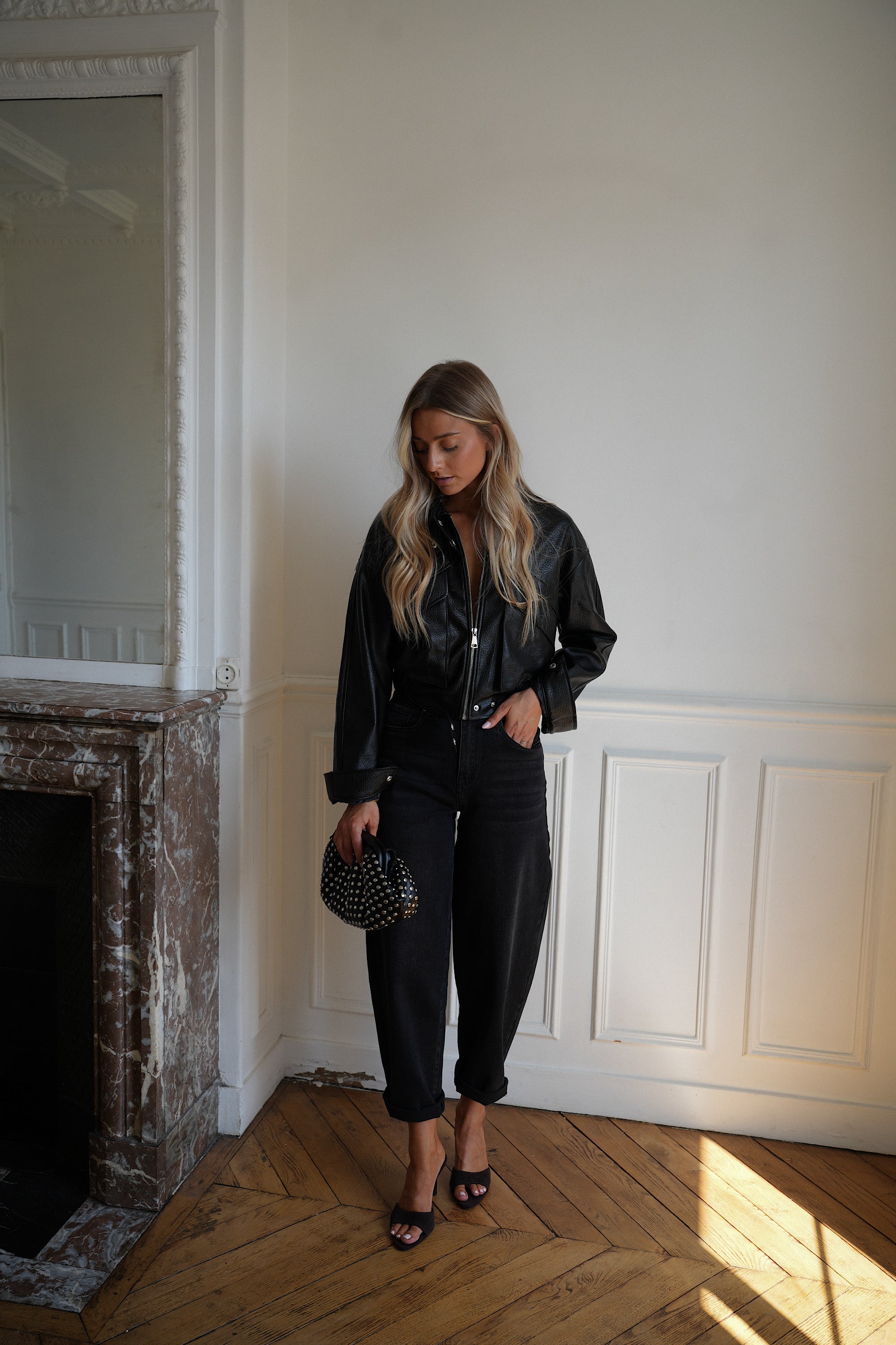 Soly noire - Veste en similicuir