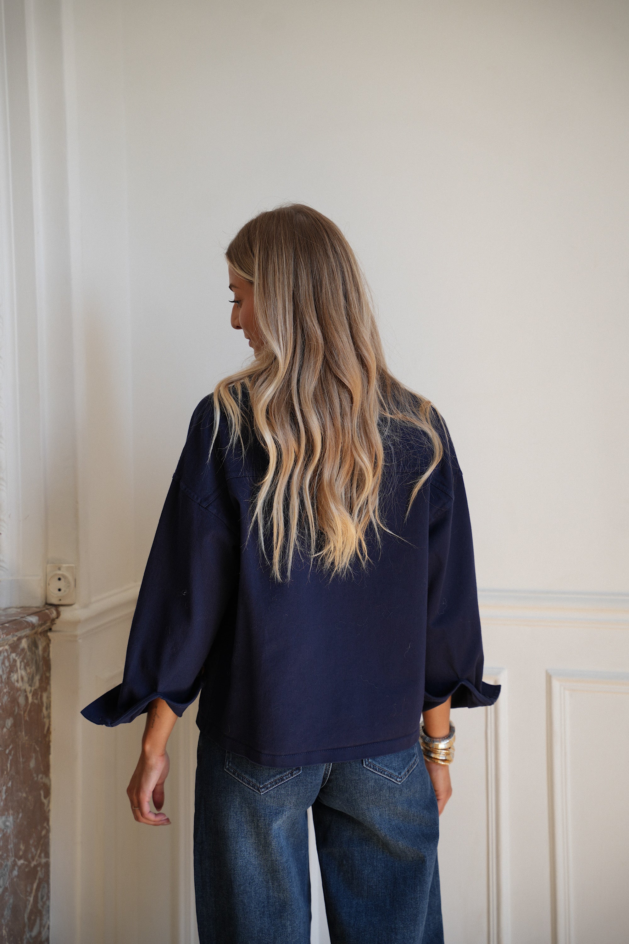Doria bleue - Veste boutonnée