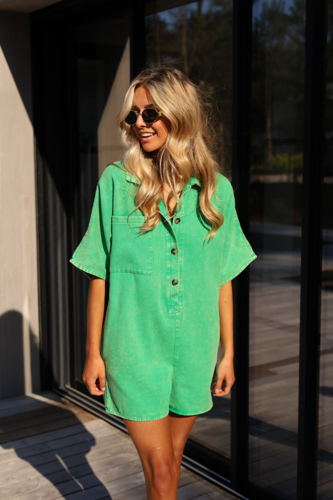 Angélique verte - Combishort jean