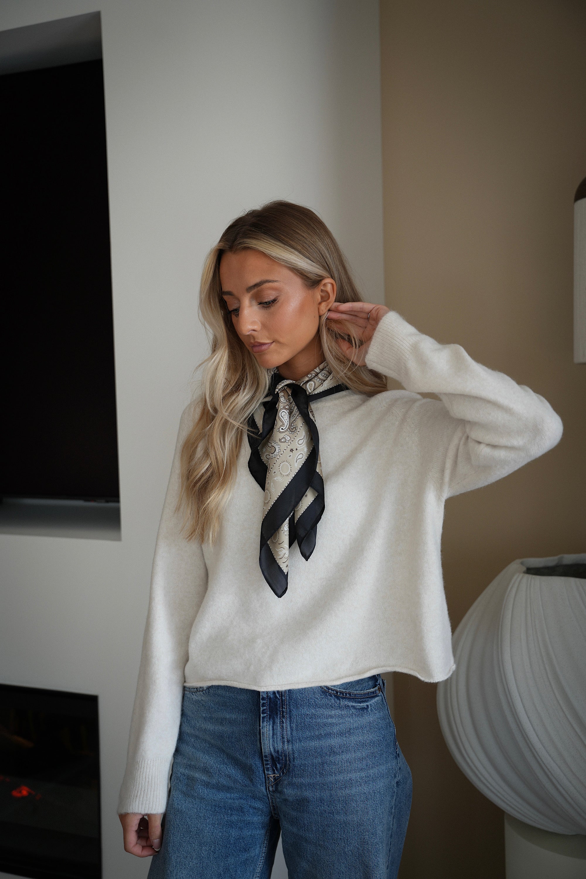 Cally beige - Foulard imprimé