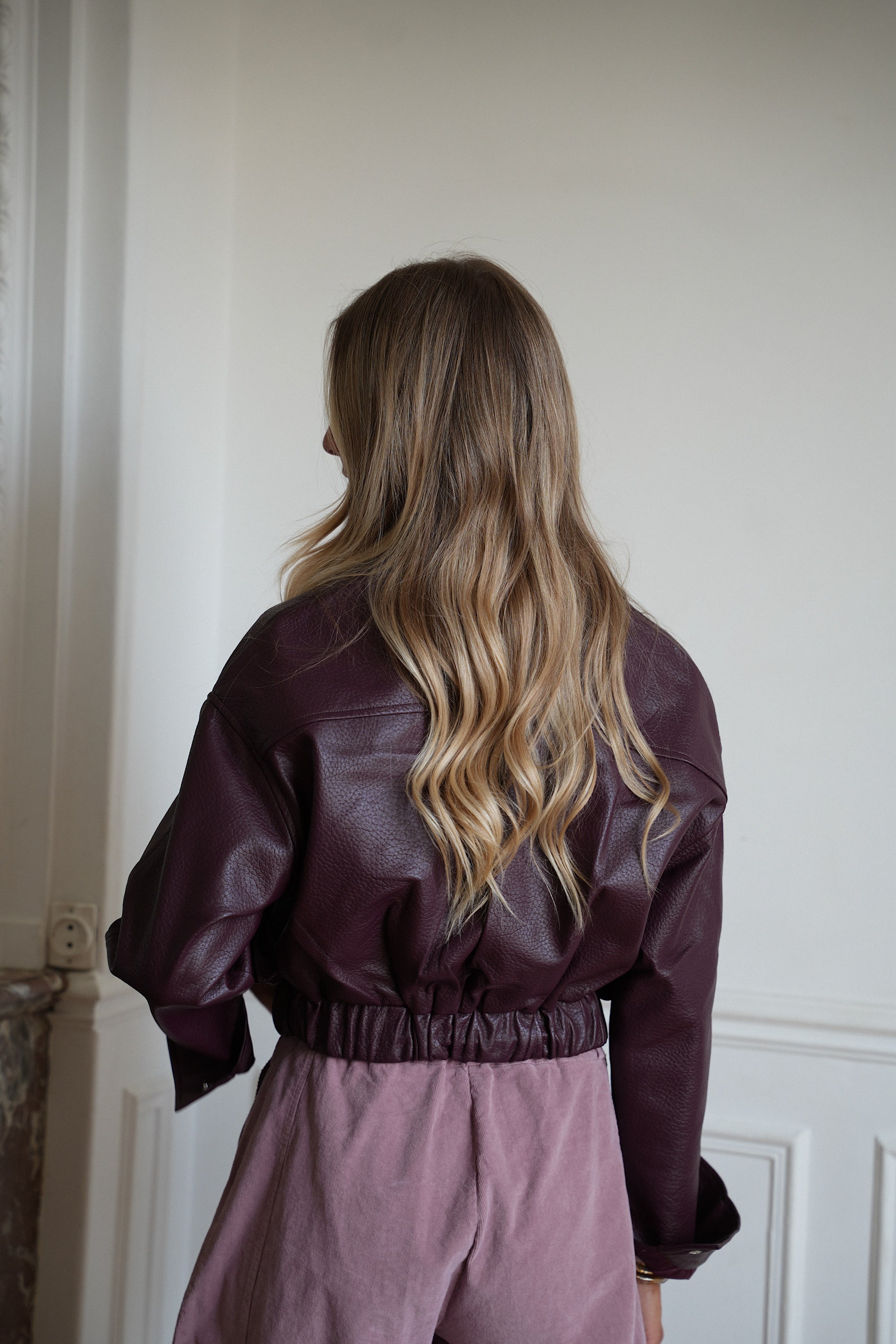 Soly prune - Veste en similicuir